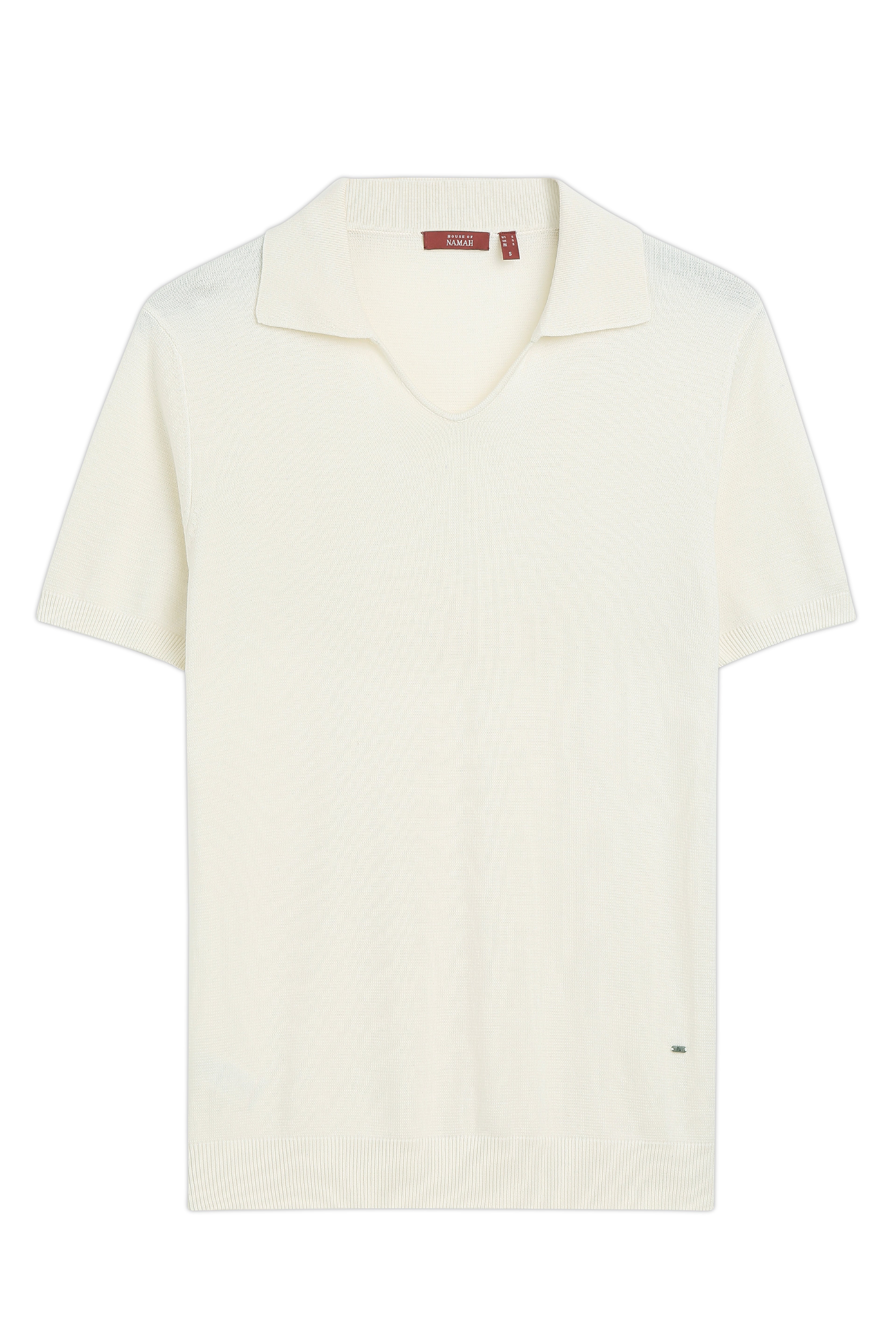 SOFT WHITE COTTON-BAMBOO U-NECK POLO T-SHIRT