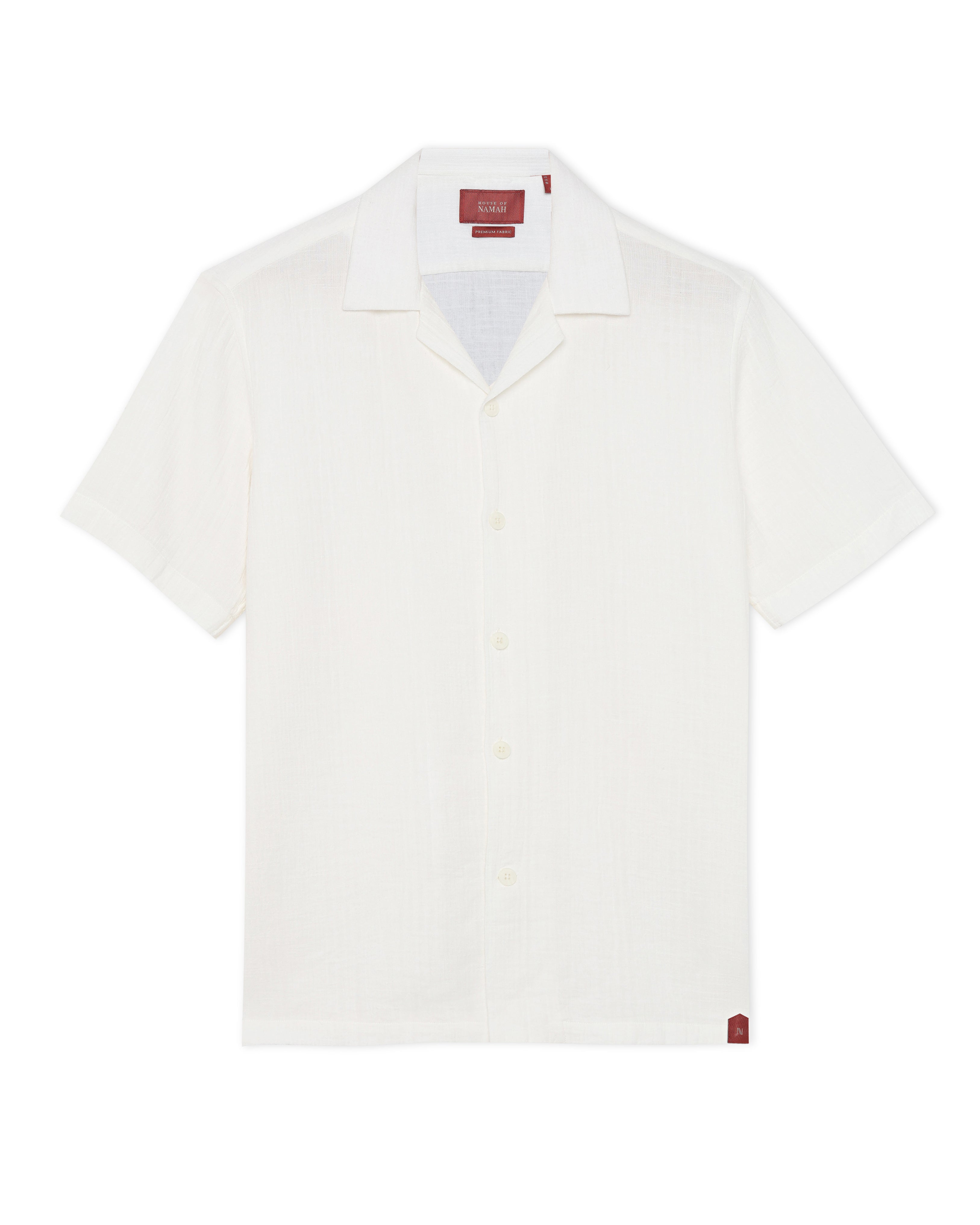 Soft White Double-cloth Cuban Shirt