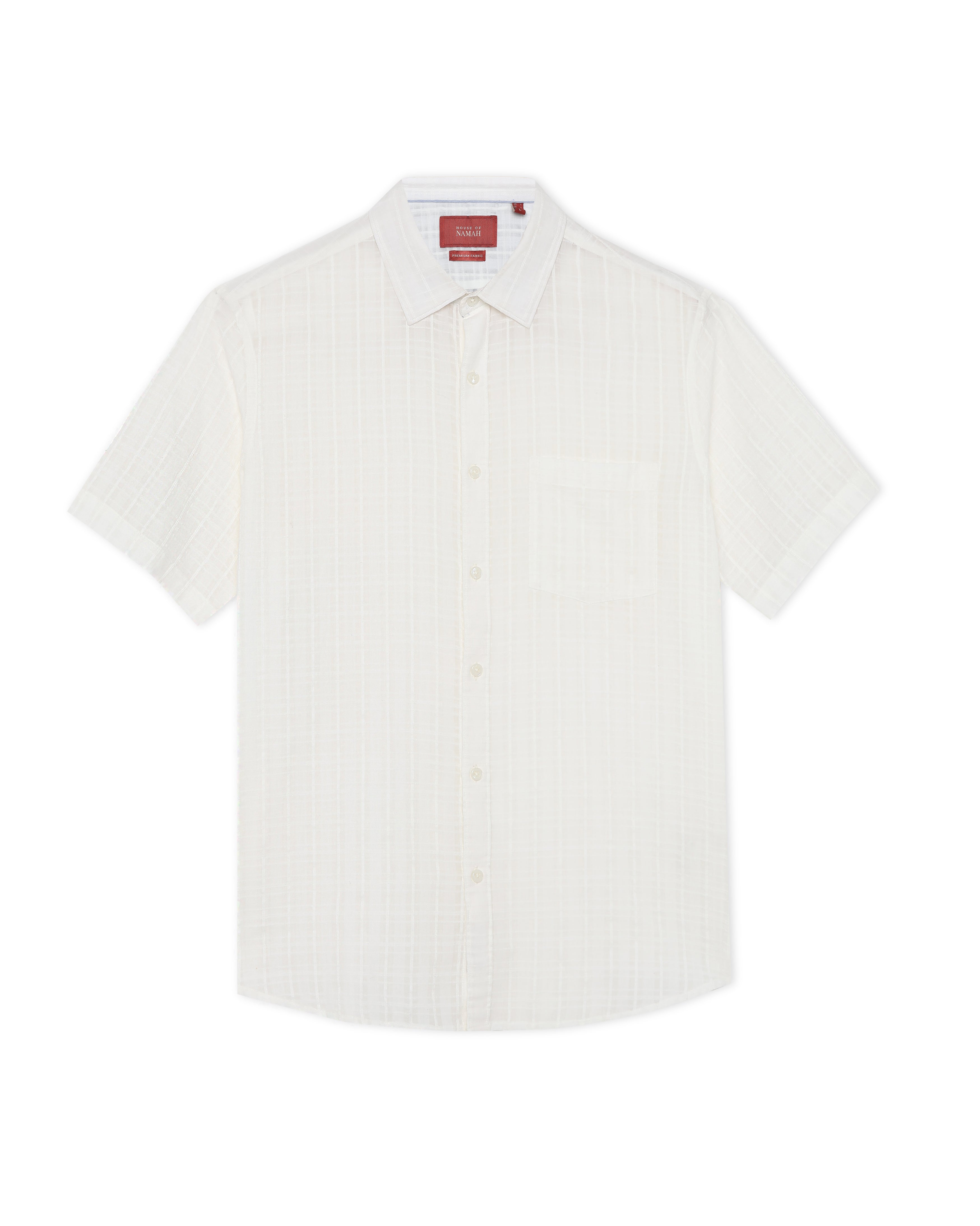 Soft White Tonal Grid Shirt