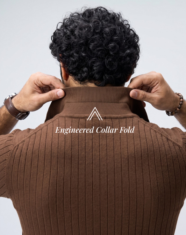 Cocoa Brown Drop Needle V-Polo
