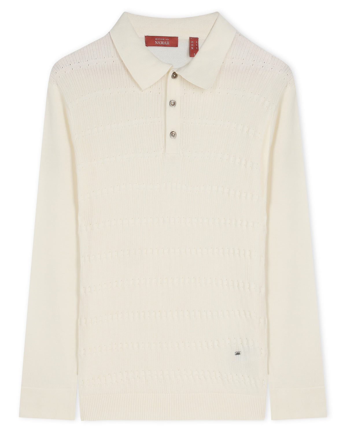Soft White Pointelle B-polo