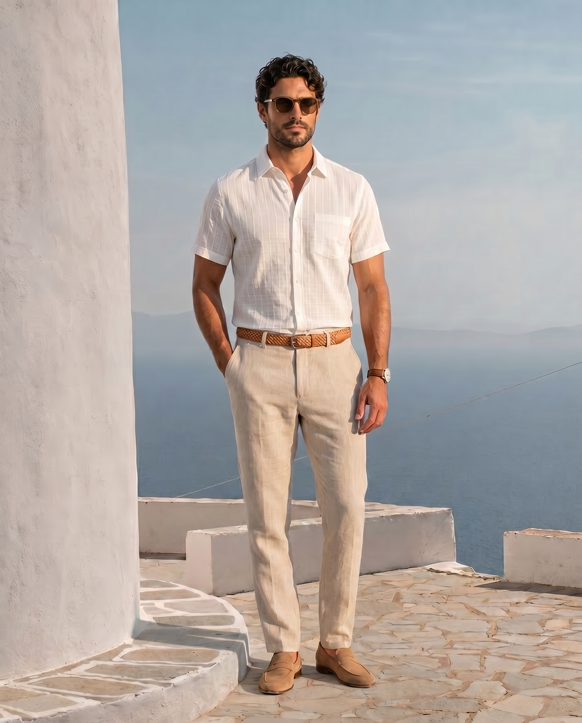 Soft White Self Checks Shirt
