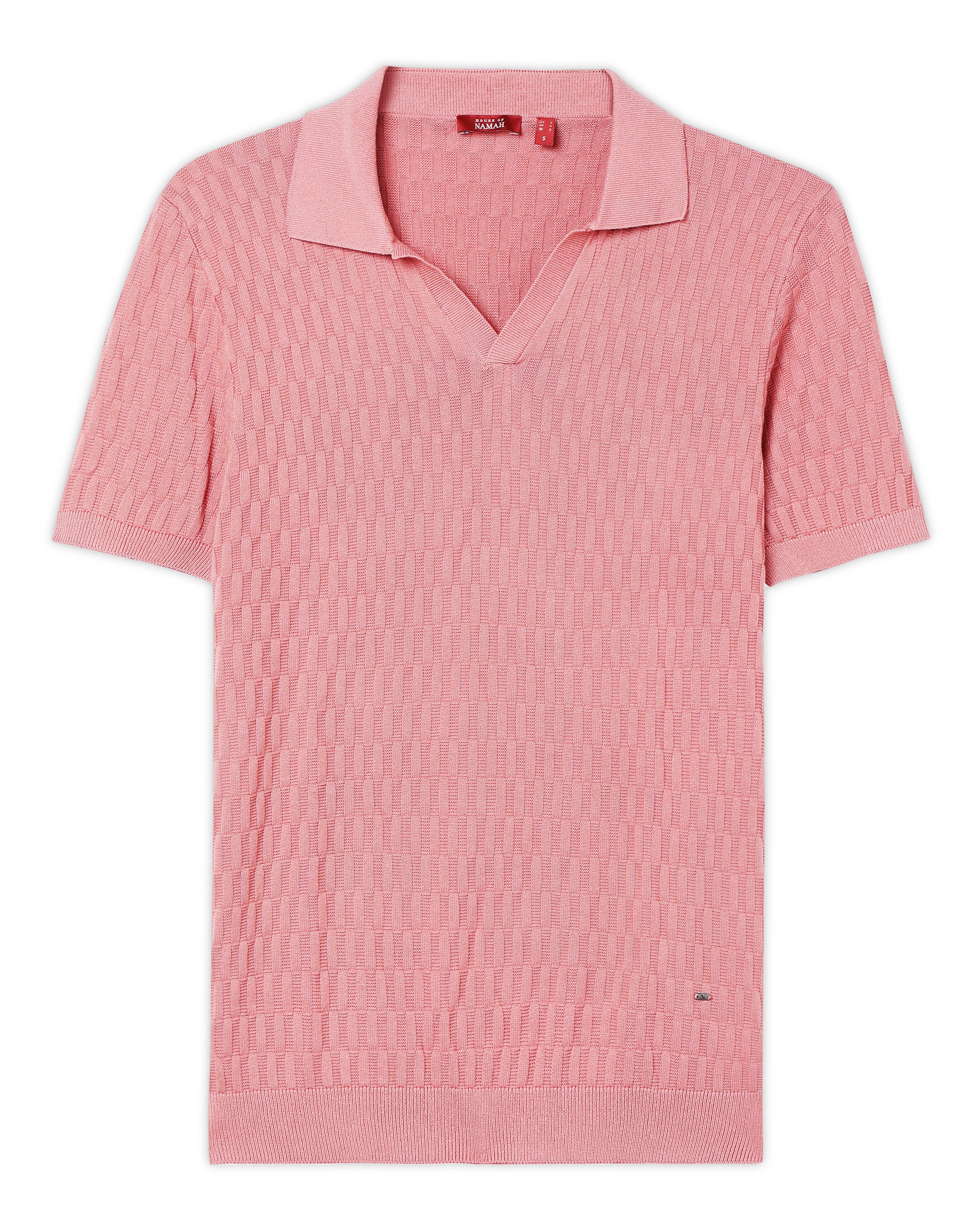 Clay Pink Brickline V-Polo - 100% Cotton - II
