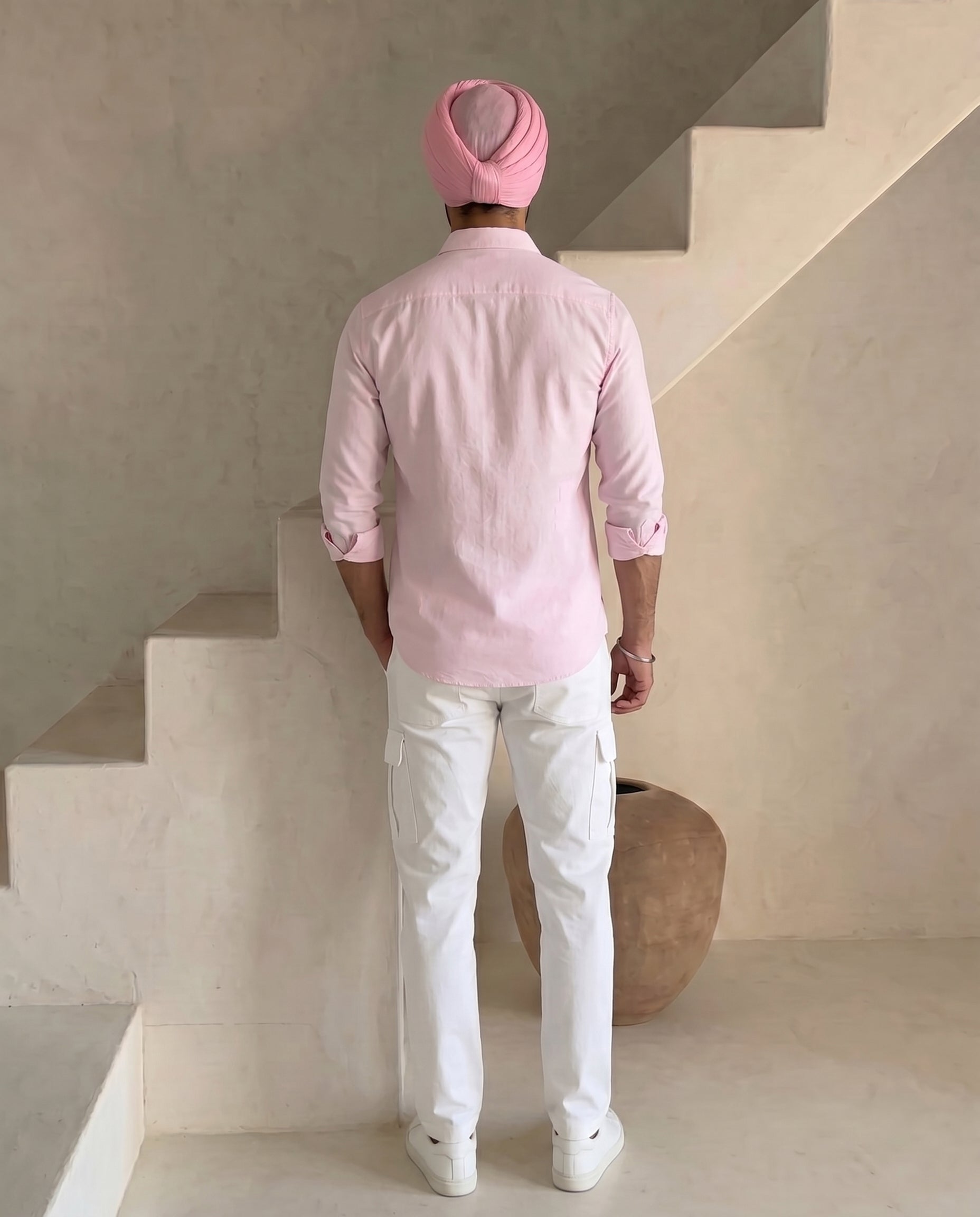 Light Pink 100% Cotton Oxford Chambray Shirt