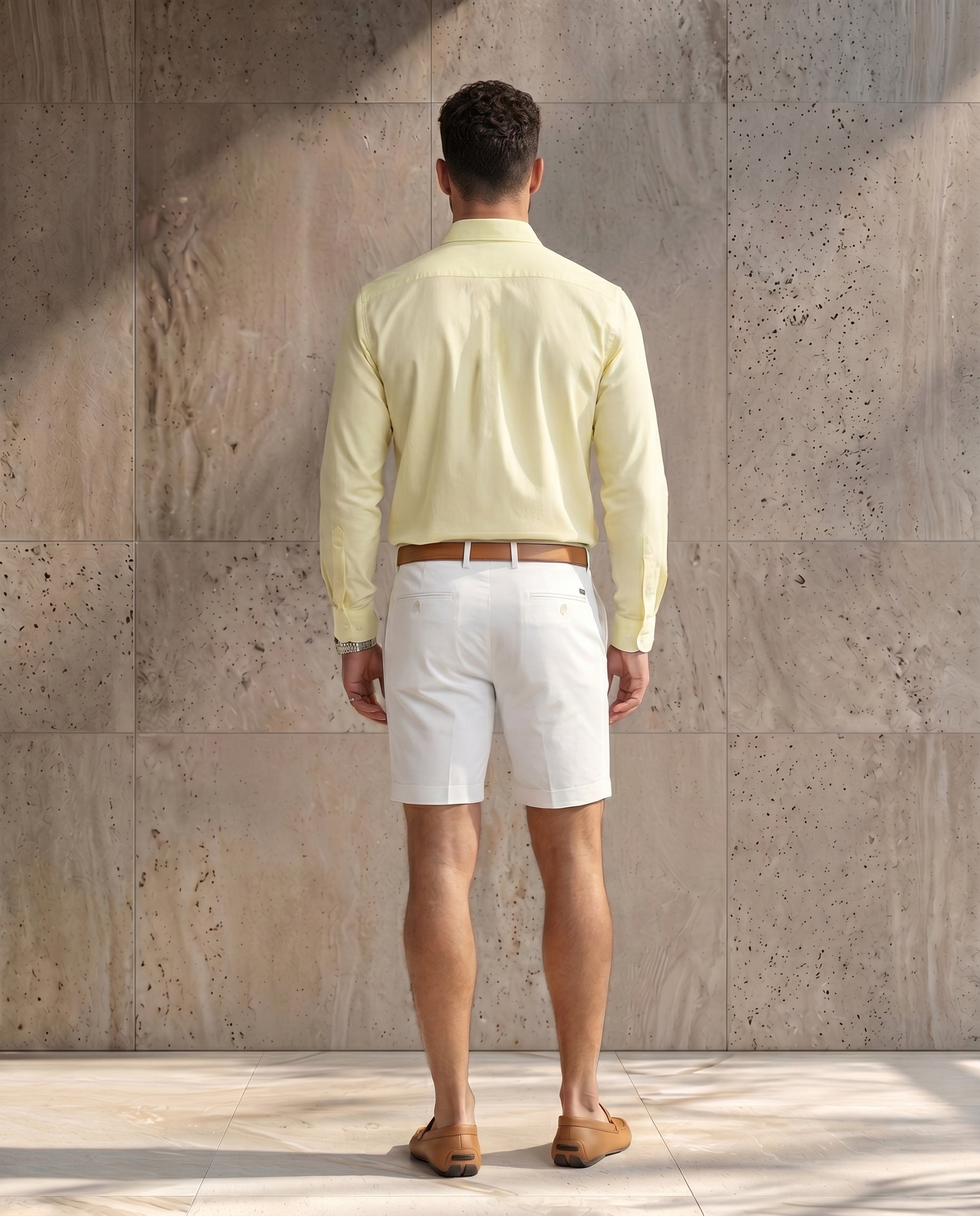 Lemon Yellow 100% Cotton Oxford Chambray Shirt