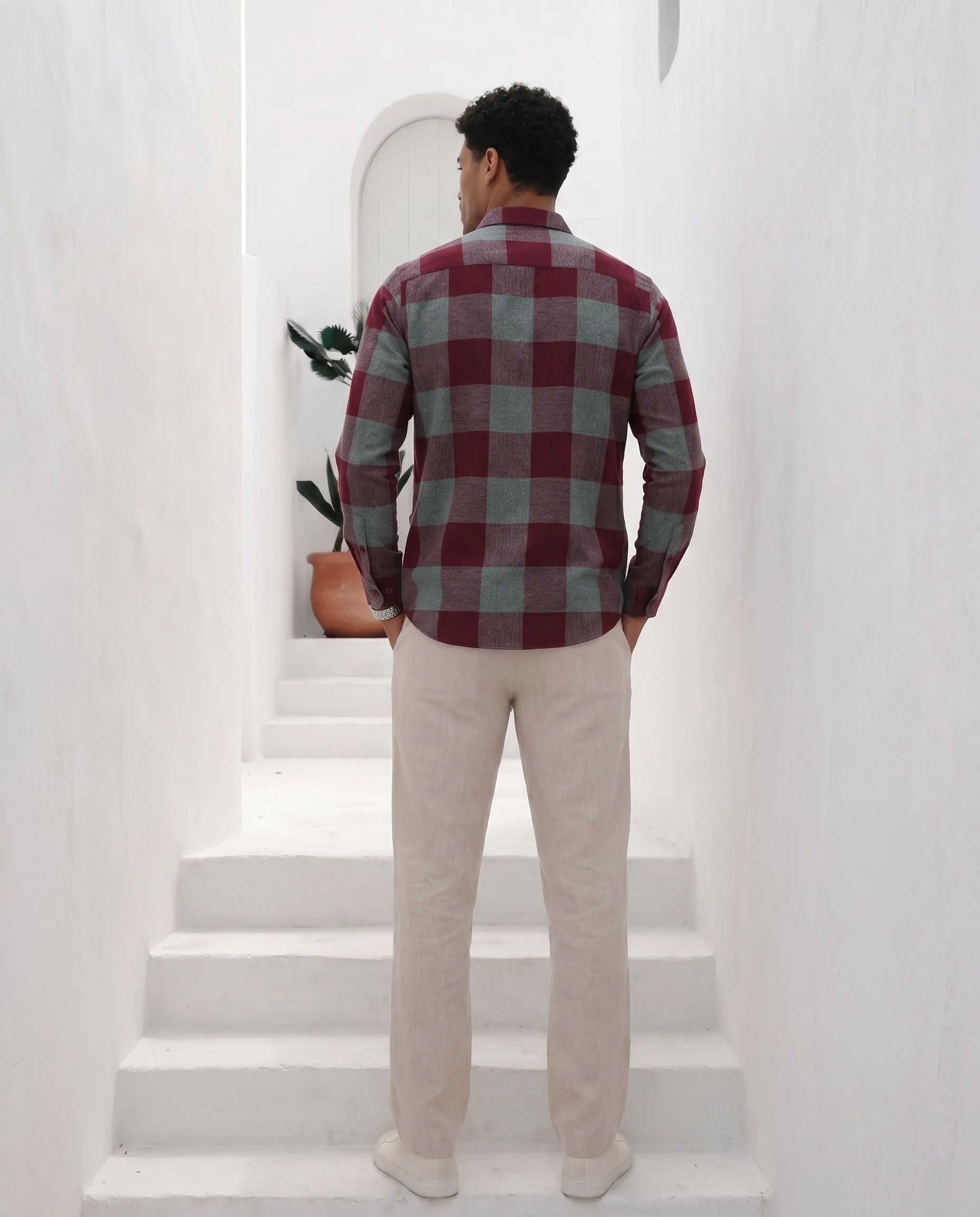 Maroon Block Checks Flannel Shirt