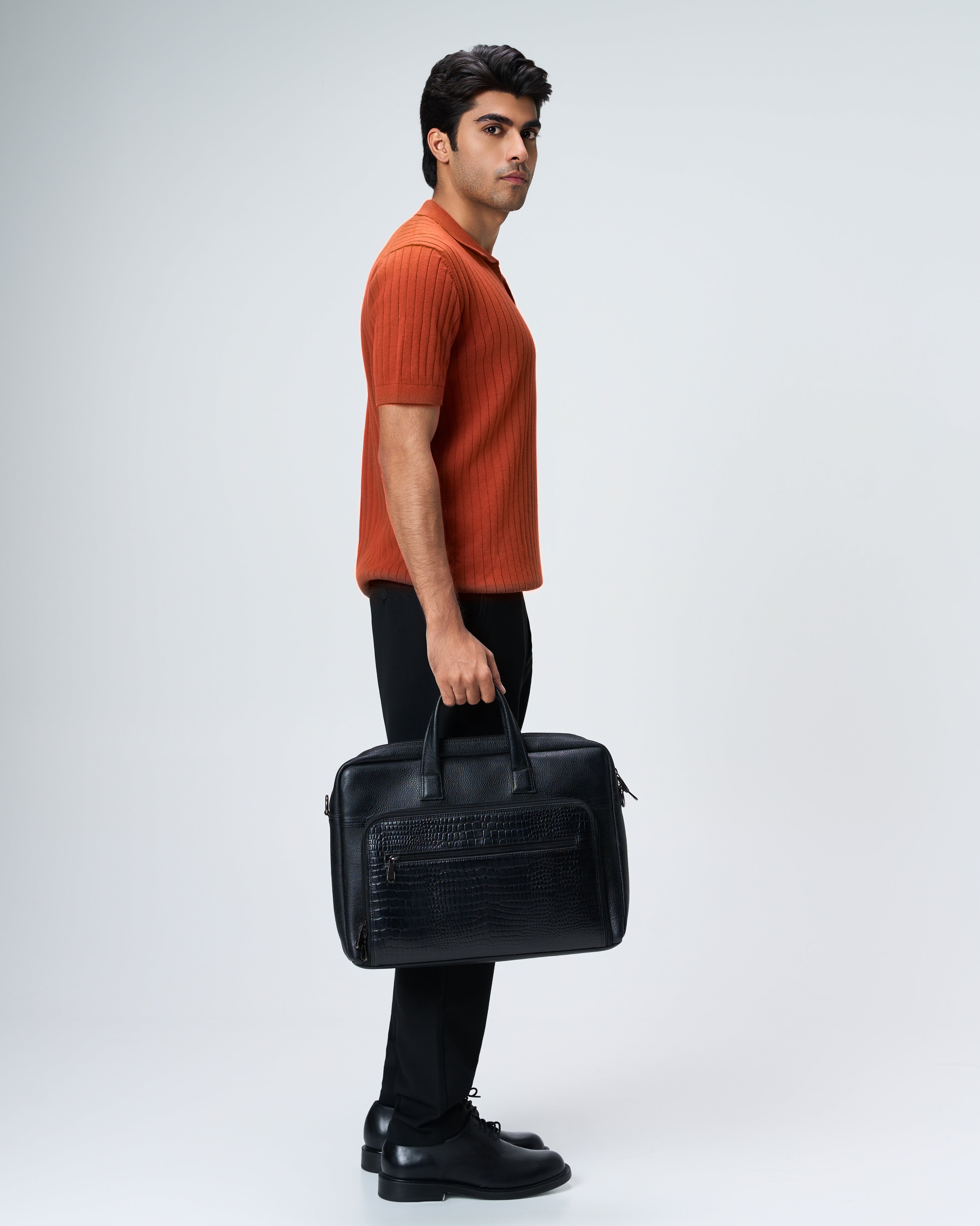 Burnt Ochre Drop Needle V-Polo
