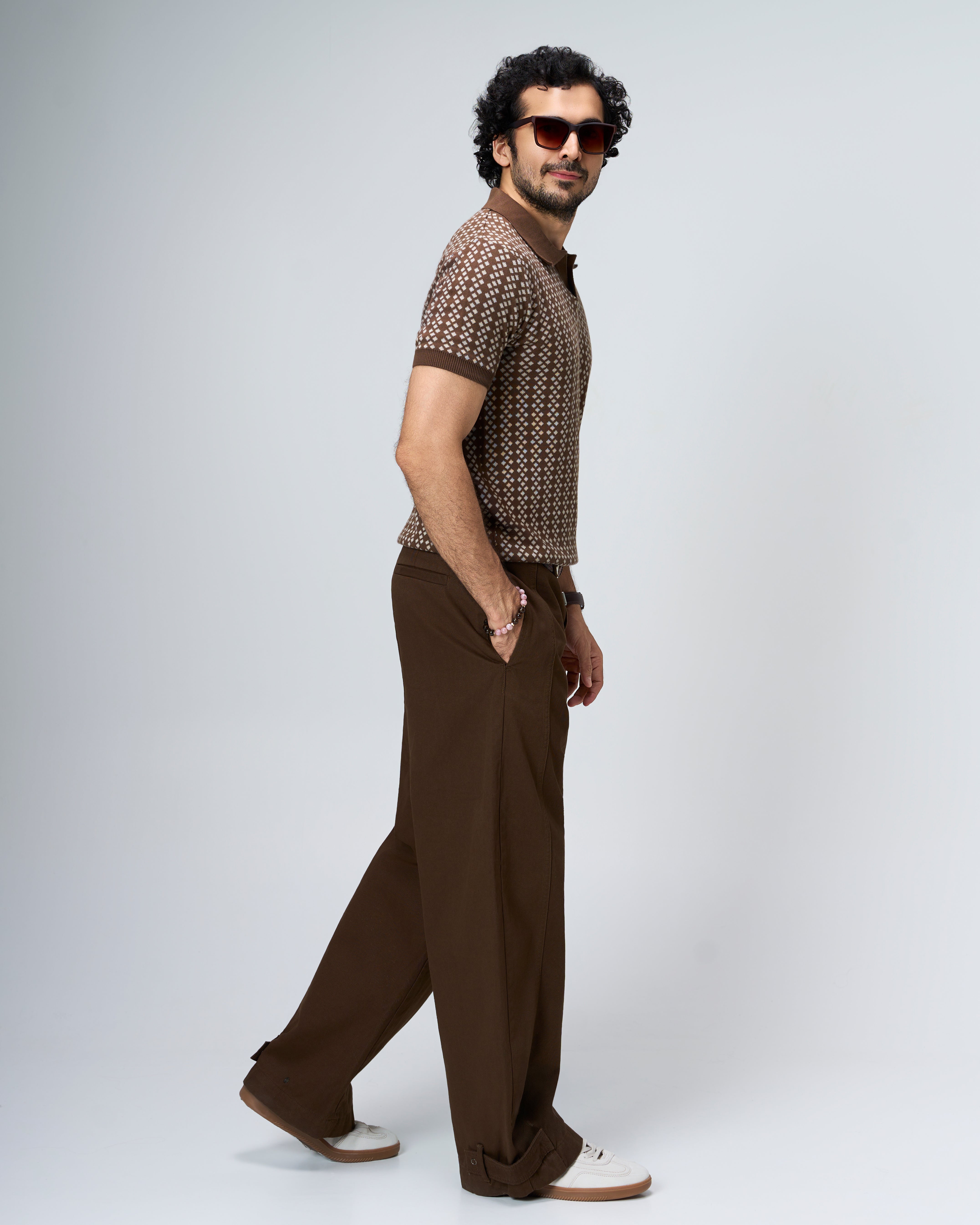 Cocoa Brown Luxe Diamond V-Polo