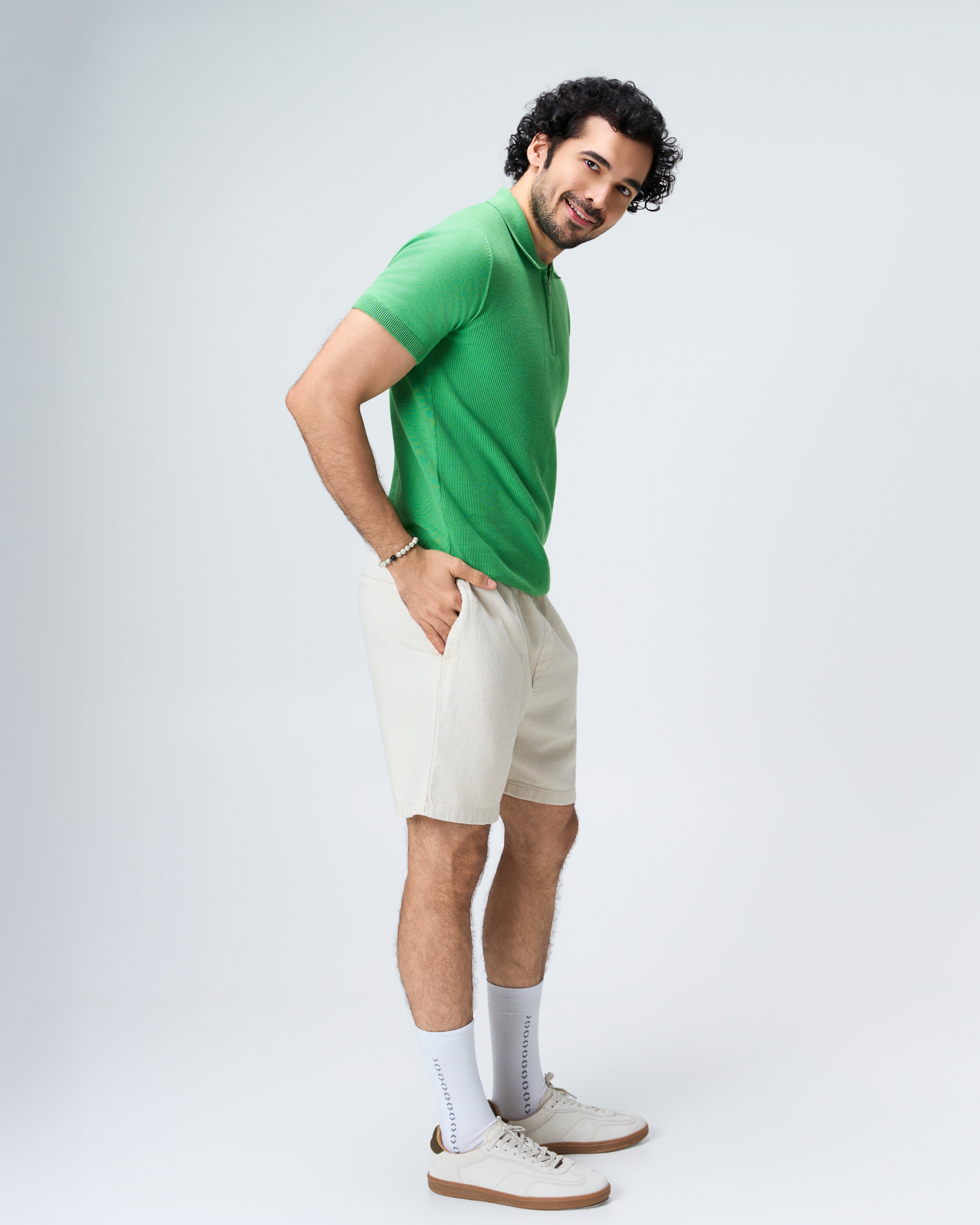 Grass Green Honeycomb Z-Polo - 100% Cotton - II