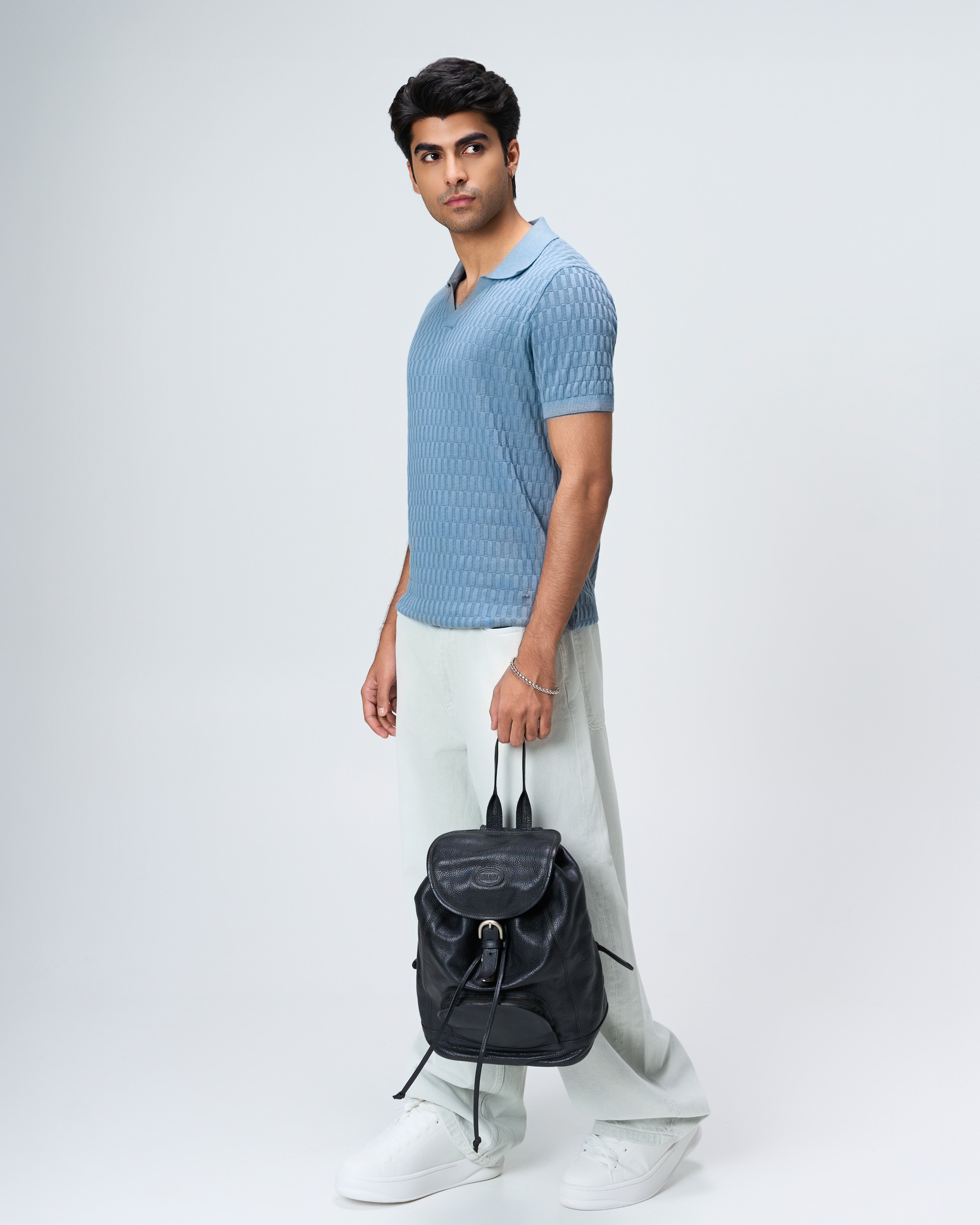 Powder Blue Brickline V-Polo