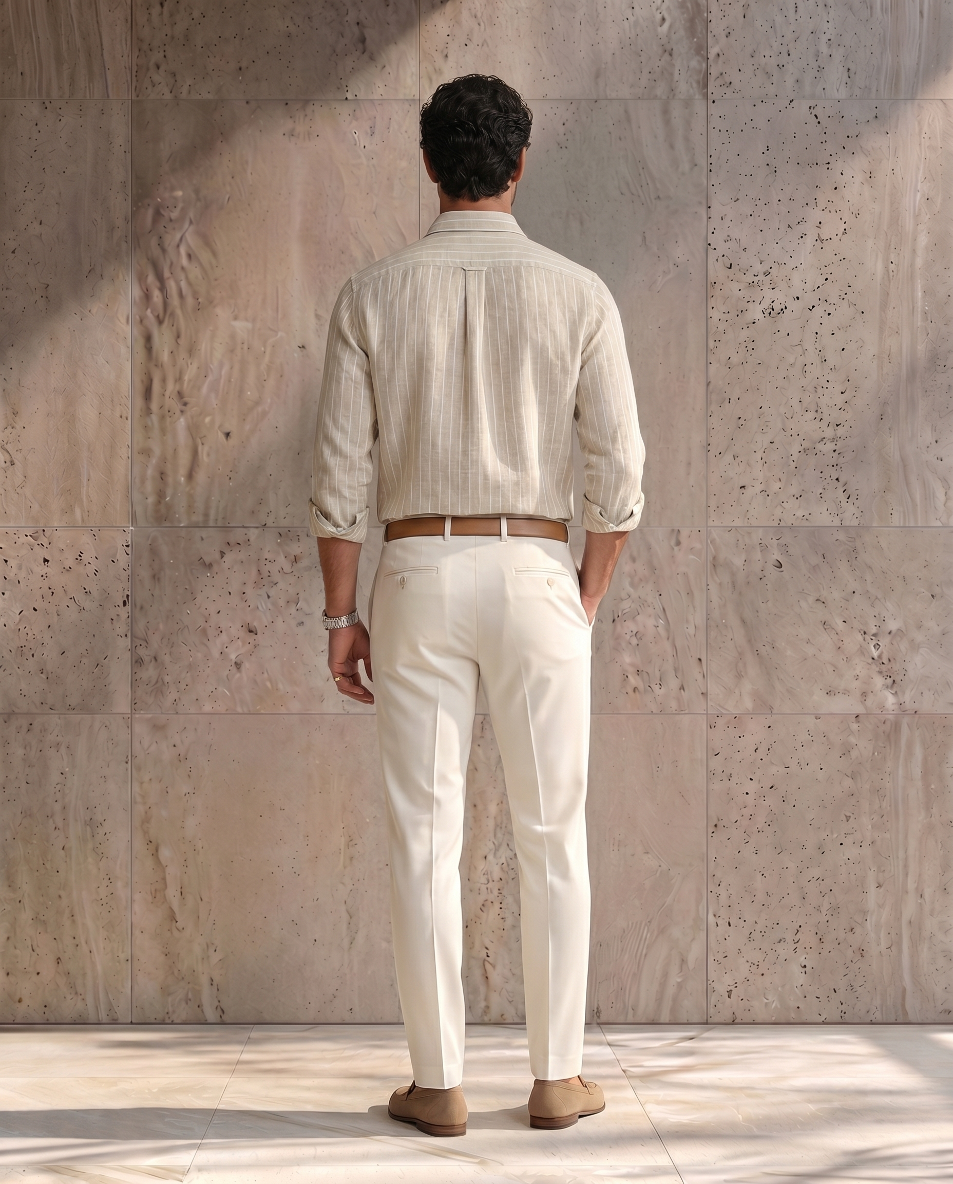 Natural Linen Blend Striped Shirt