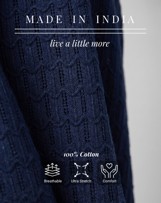 Midnight Blue Luxe Open-knit V-Polo