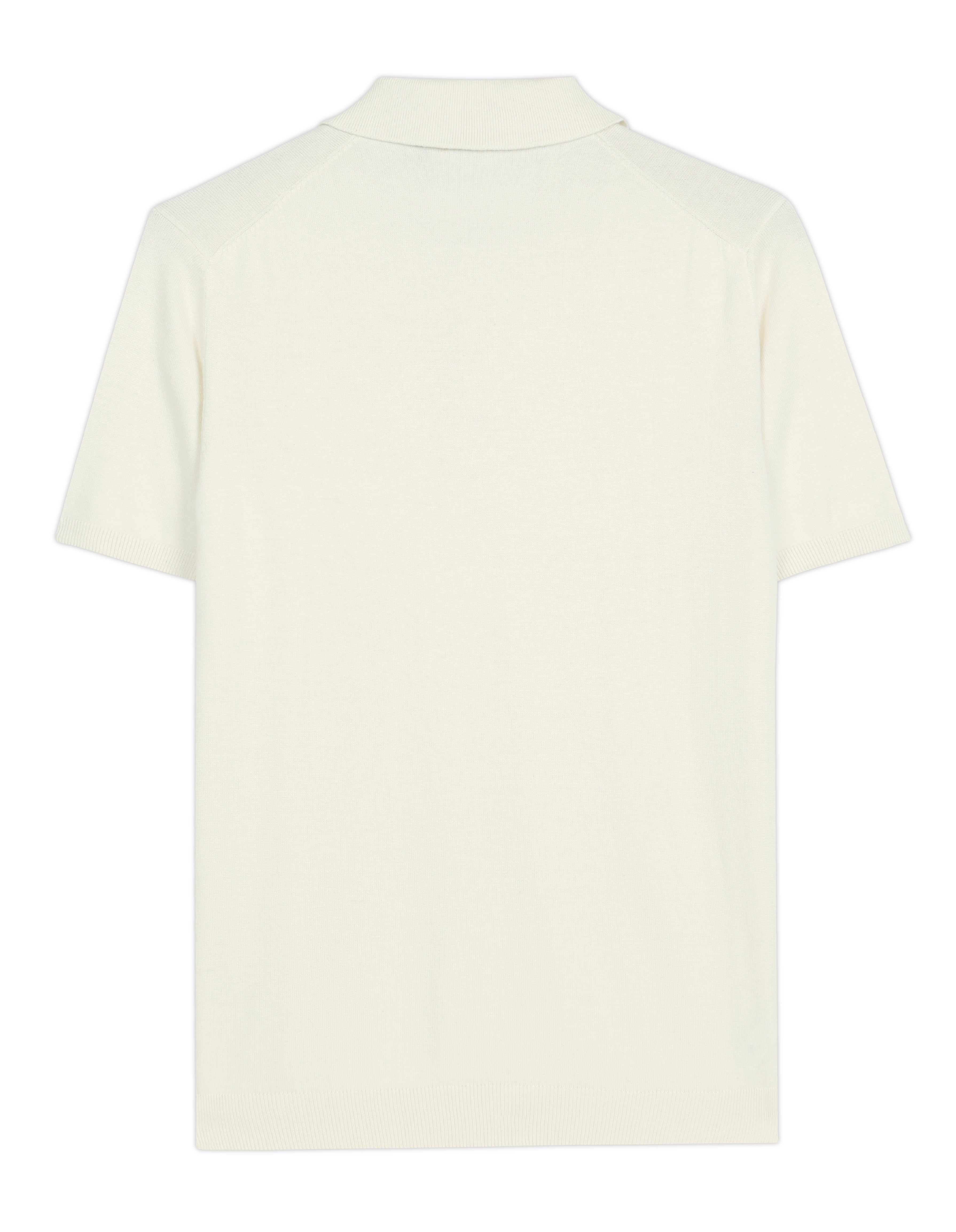 SOFT WHITE COTTON-BAMBOO SIGNATURE POLO T-SHIRT