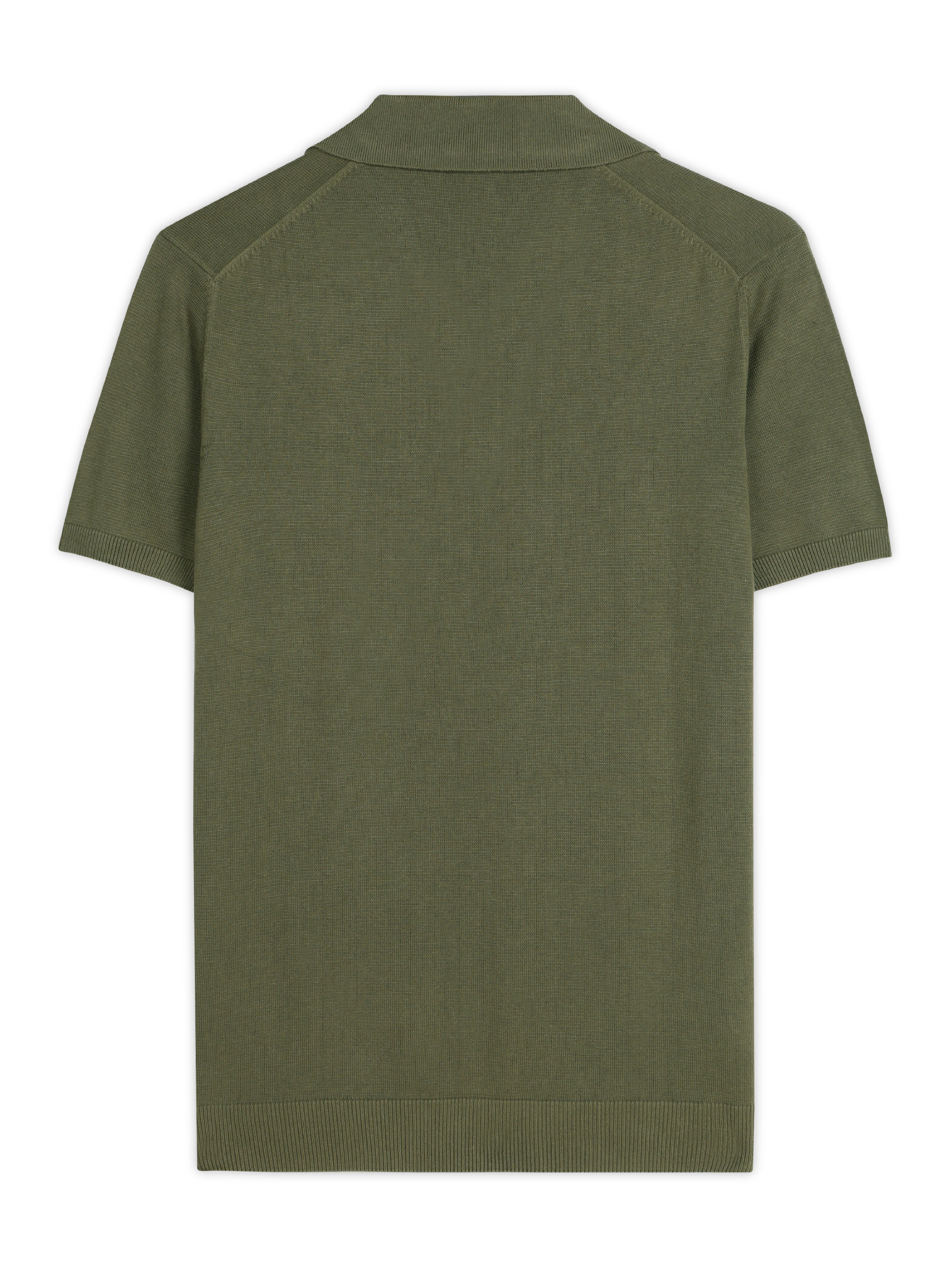 KHAKI GREEN COTTON-BAMBOO U-NECK POLO T-SHIRT