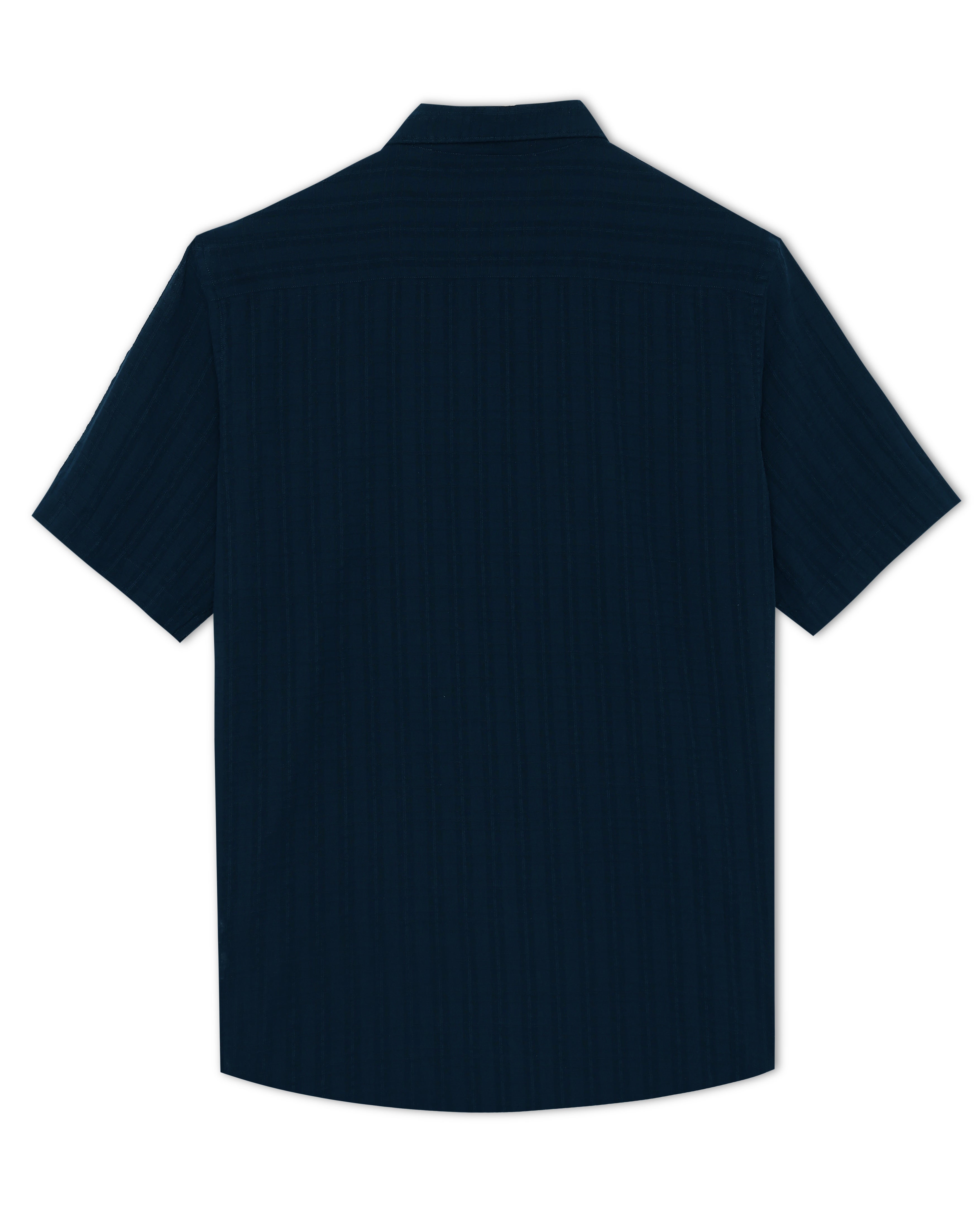 Midnight Blue Tonal Grid Shirt