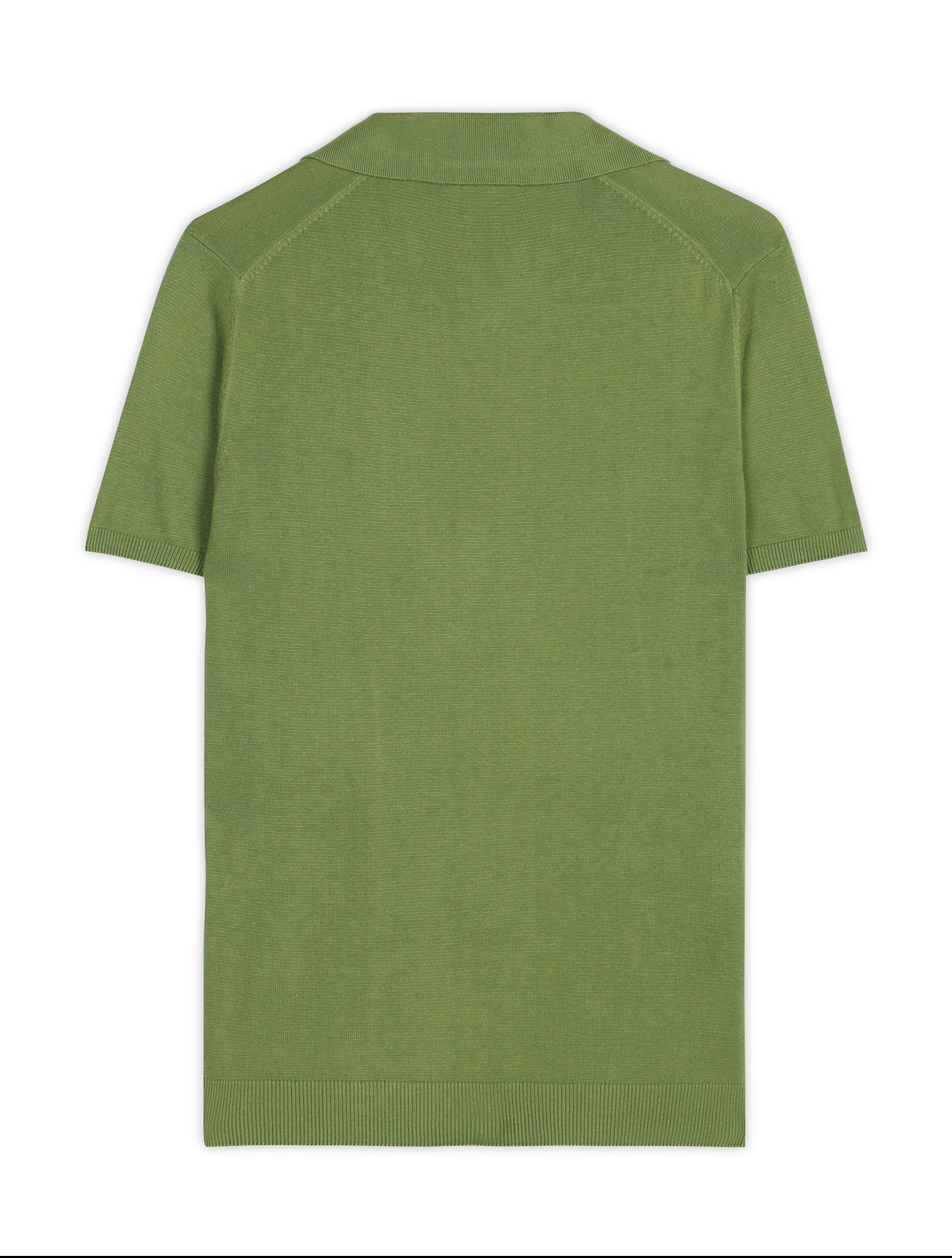GRASS GREEN COTTON-BAMBOO U-NECK POLO T-SHIRT