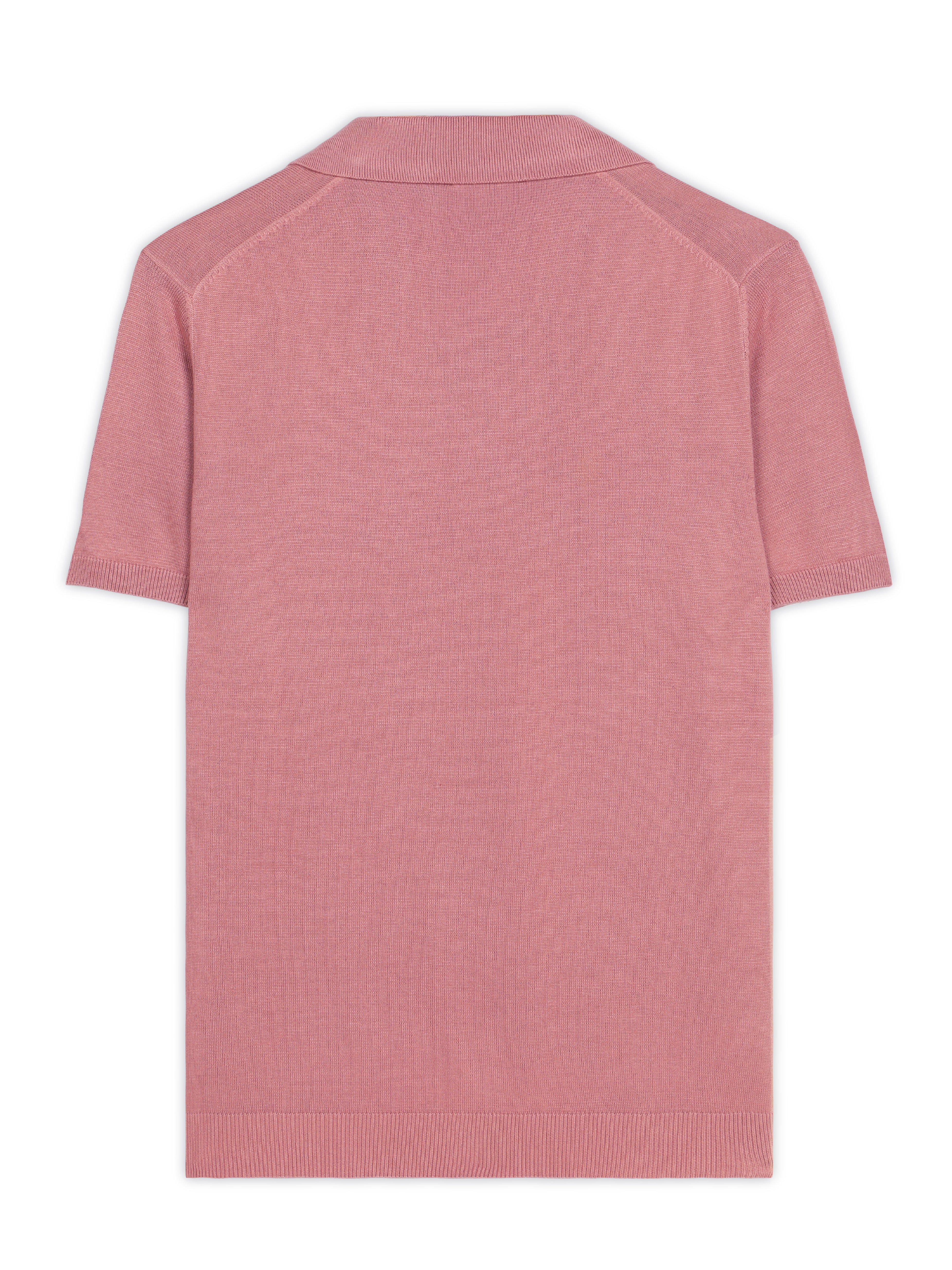 CLAY PINK COTTON-BAMBOO U-NECK POLO T-SHIRT