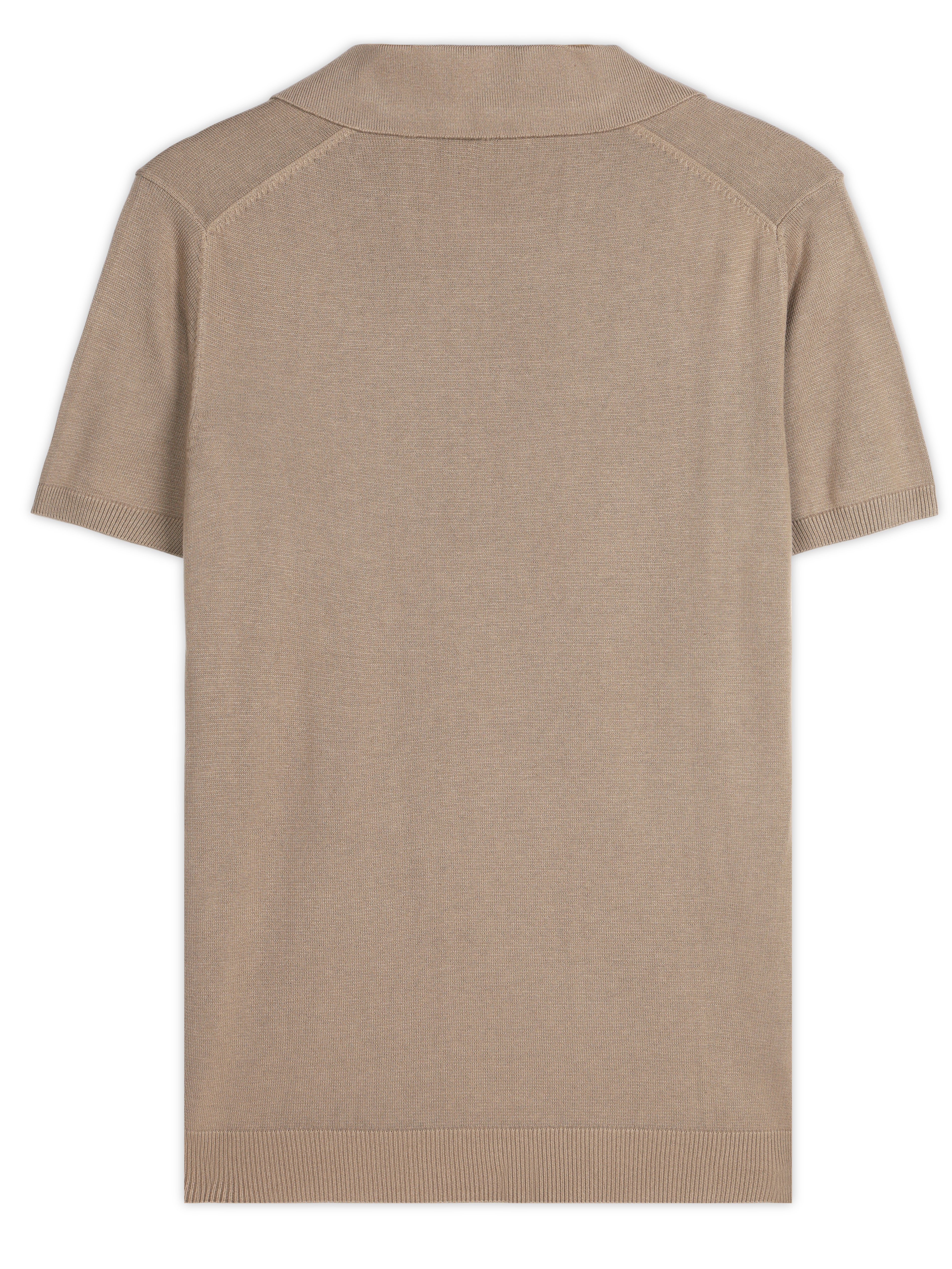 WARM TAN COTTON-BAMBOO U-NECK POLO T-SHIRT