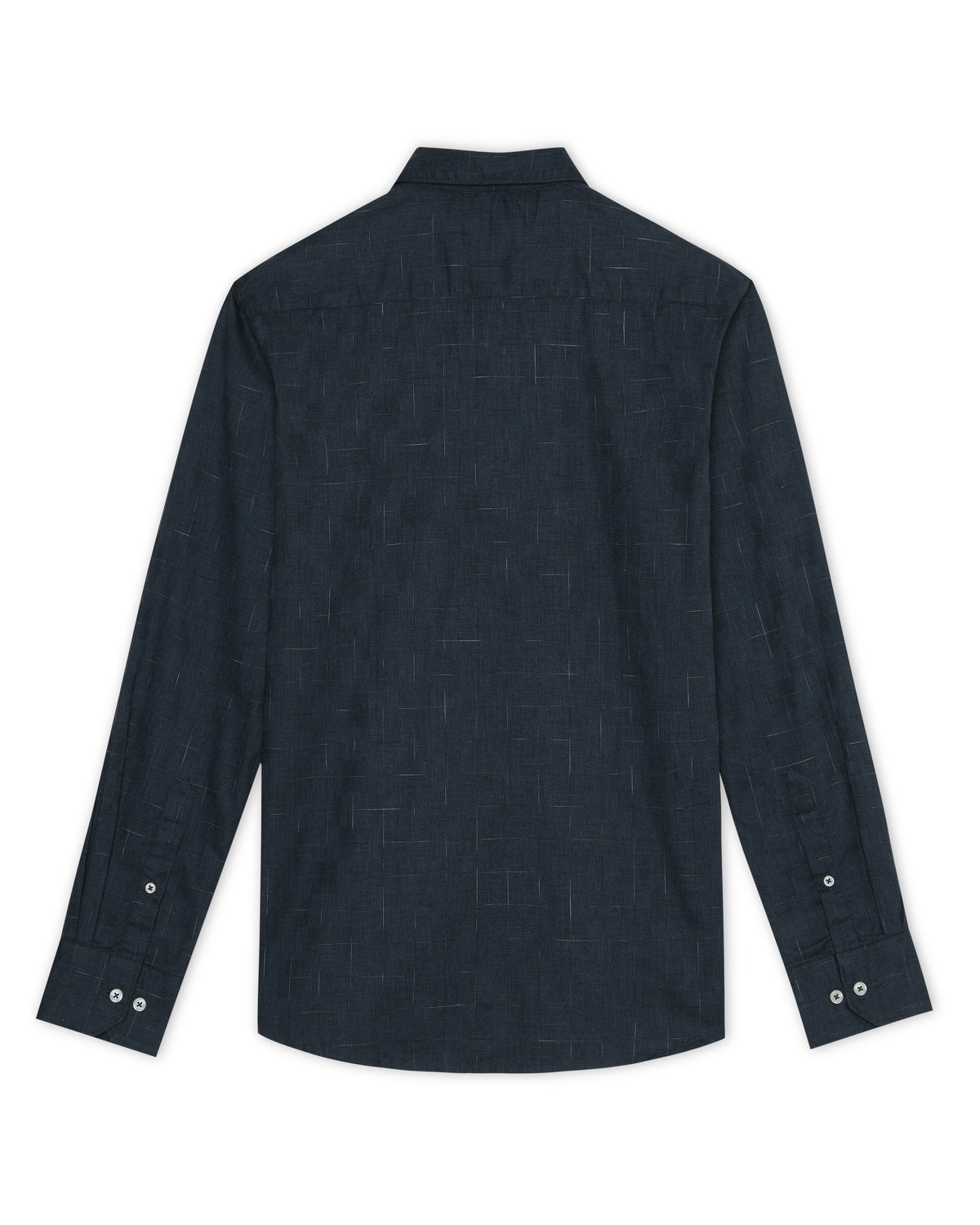 Indigo Navy Rustic Grid 100% Linen Shirt
