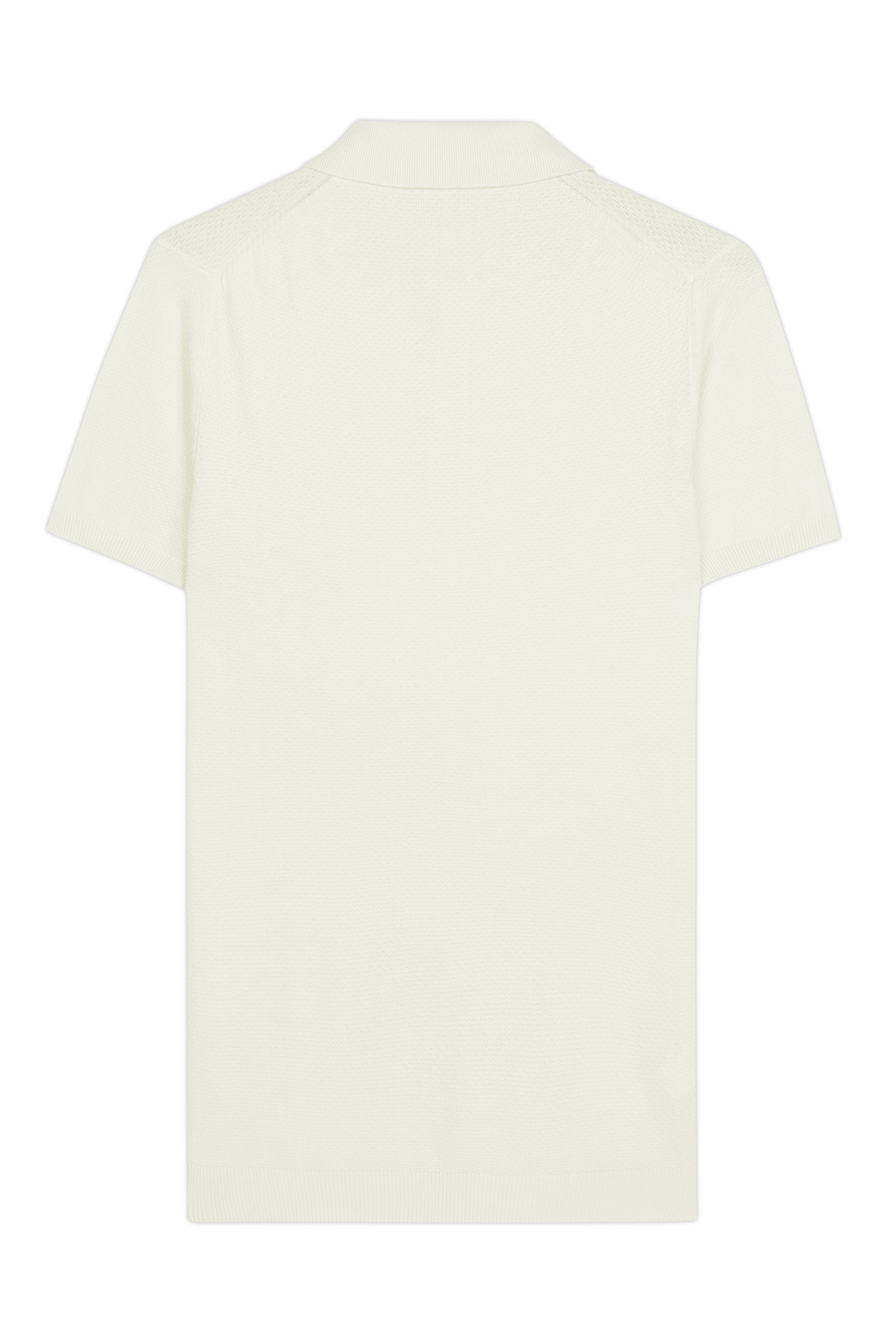SOFT WHITE COTTON-BAMBOO WAFFLE POLO T-SHIRT
