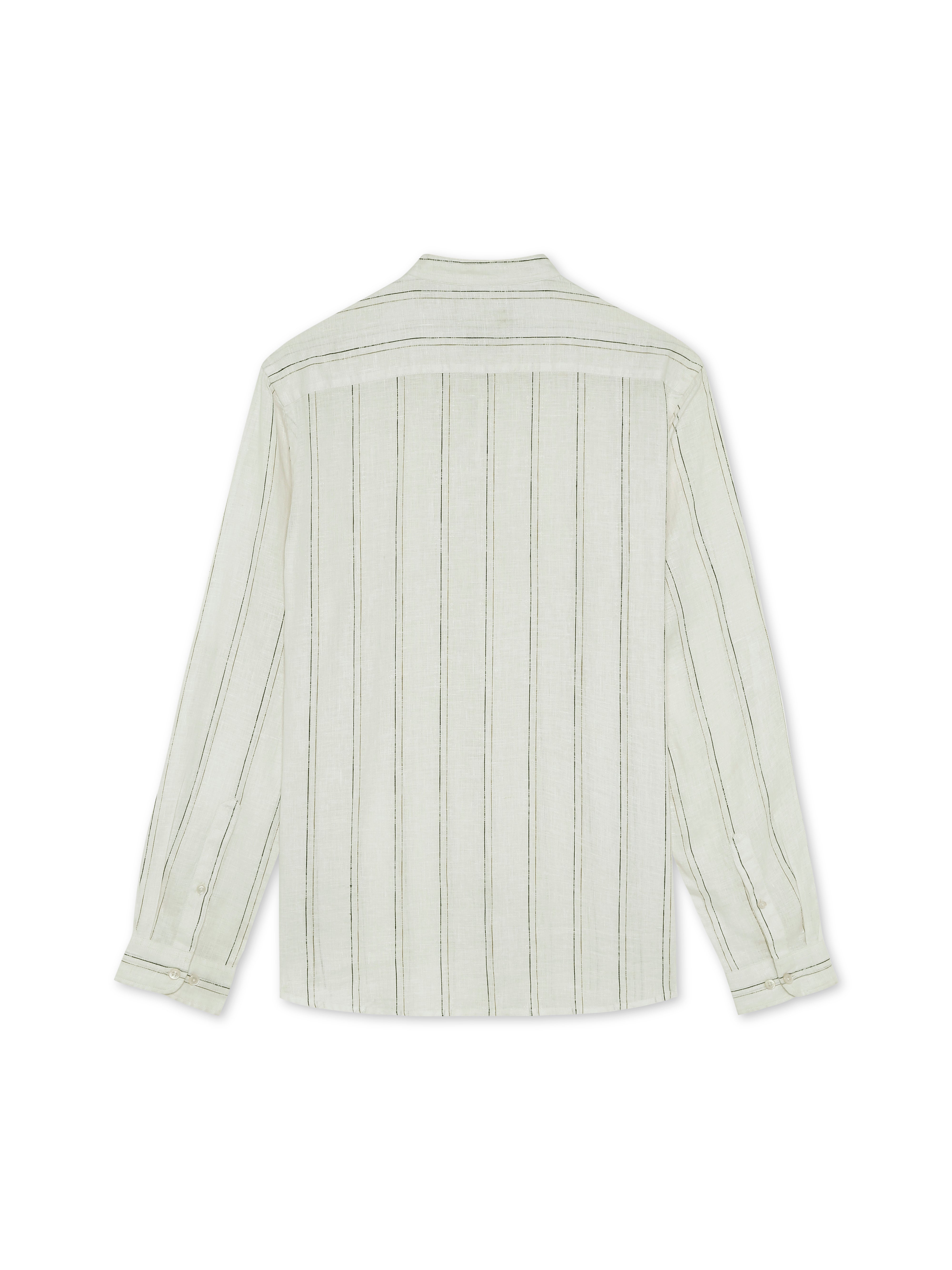 Ivory 100% Linen Striped Shirt