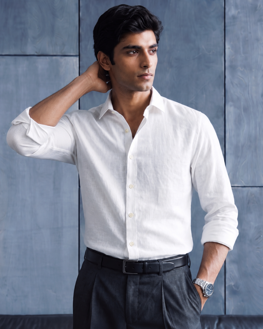 Ivory White Cosmo Linen Blend Shirt