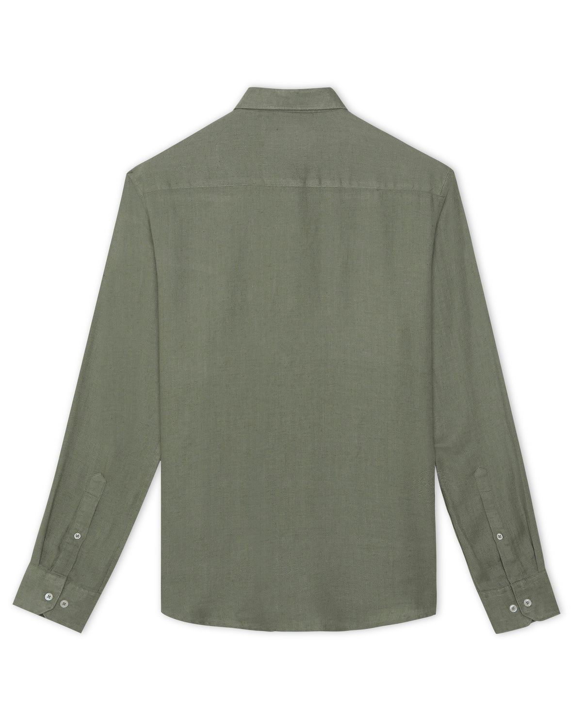Moss Green Herringbone Linen Blend Shirt