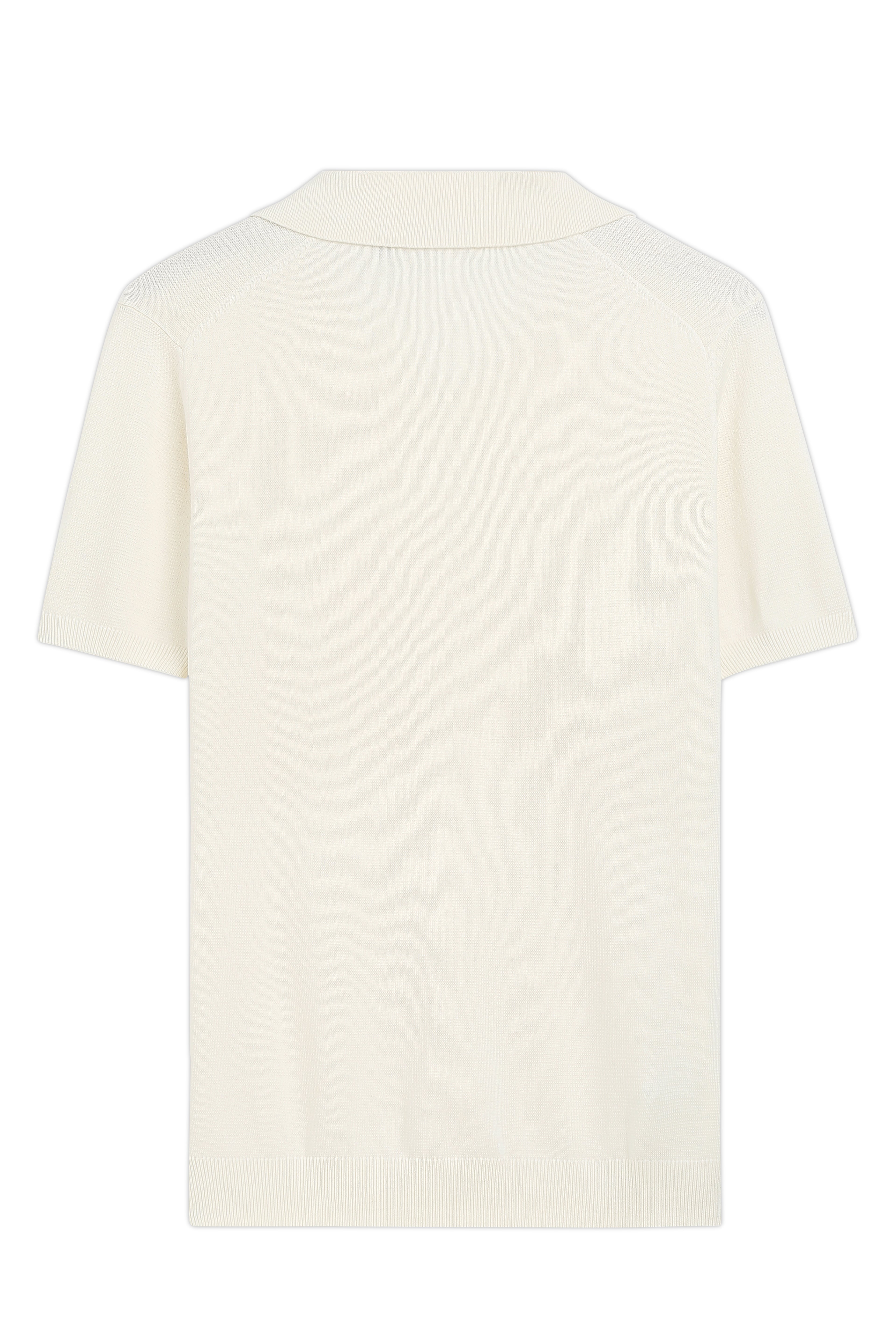 SOFT WHITE COTTON-BAMBOO U-NECK POLO T-SHIRT