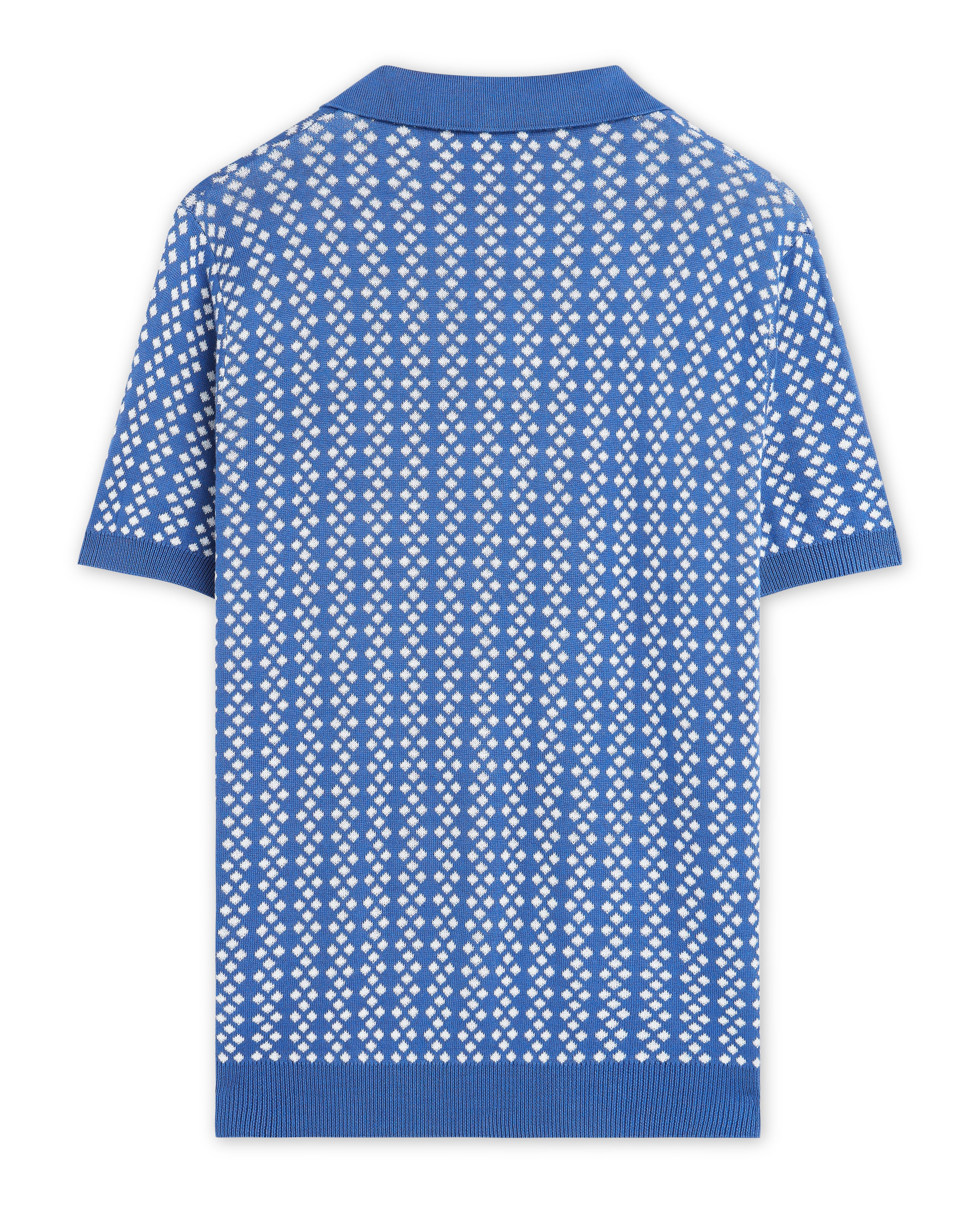 Denim Blue Luxe Diamond V-Polo - 100% Cotton - II