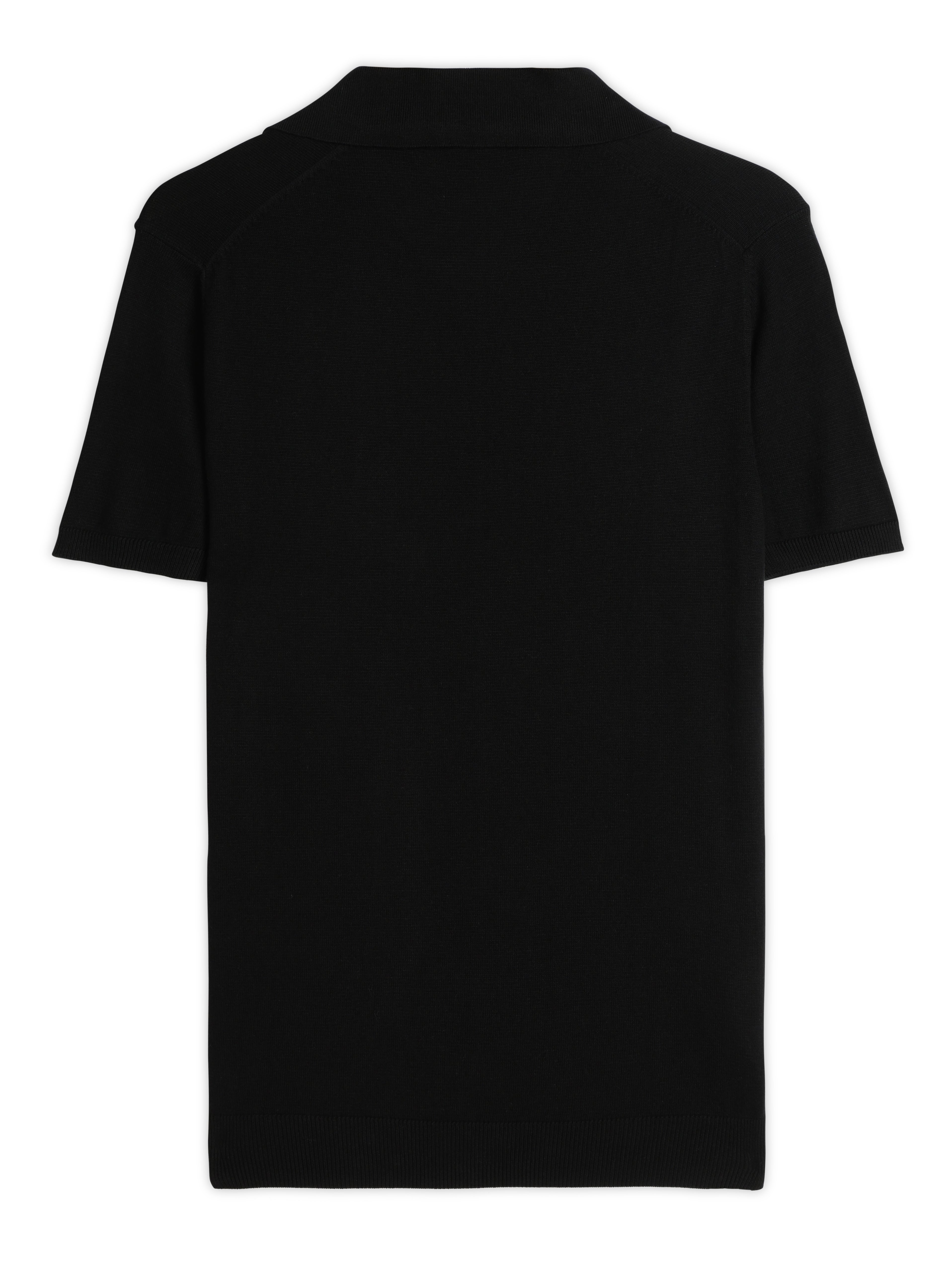 INK BLACK COTTON-BAMBOO U-NECK POLO T-SHIRT