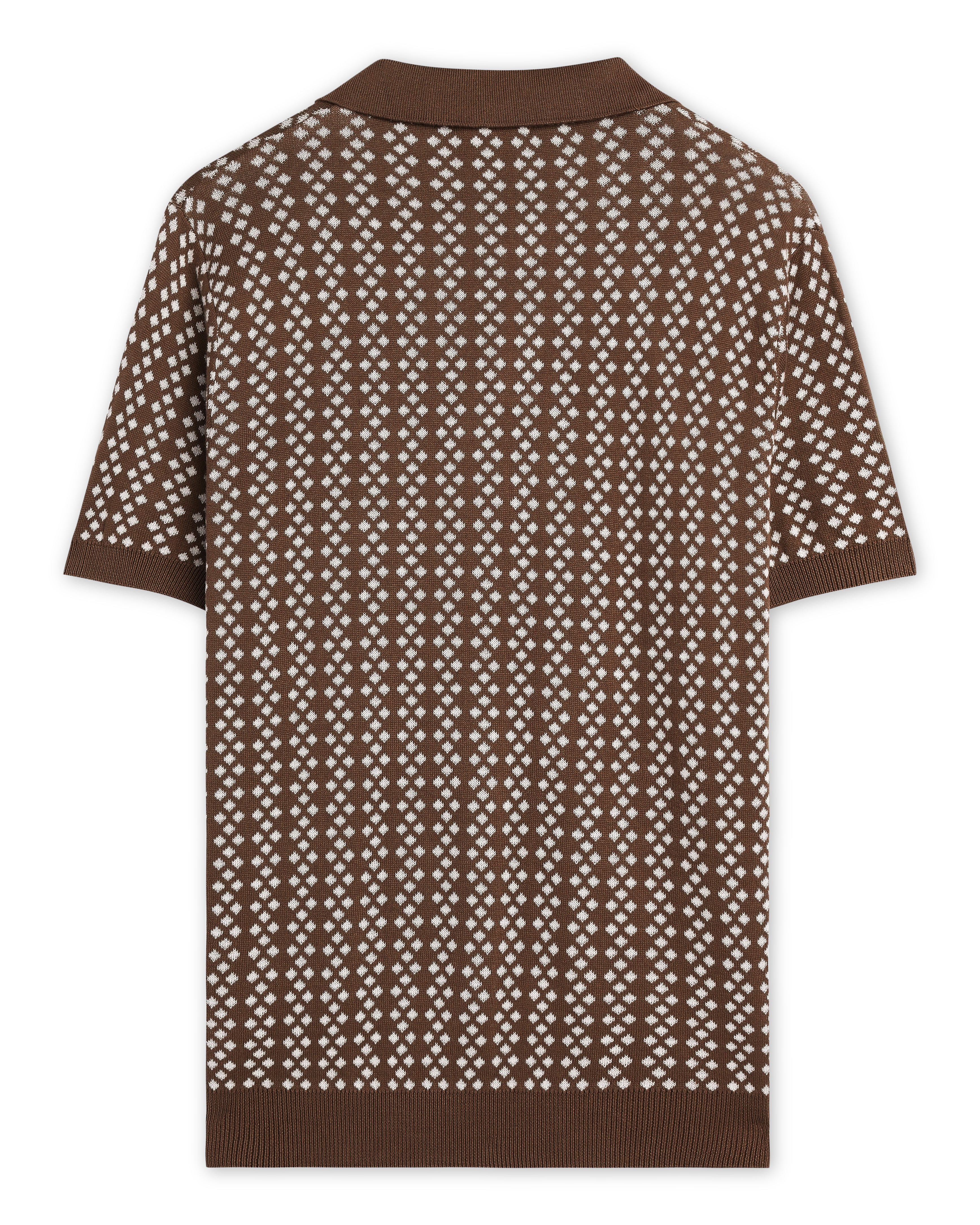 Cocoa Brown Luxe Diamond V-Polo - 100% Cotton - II
