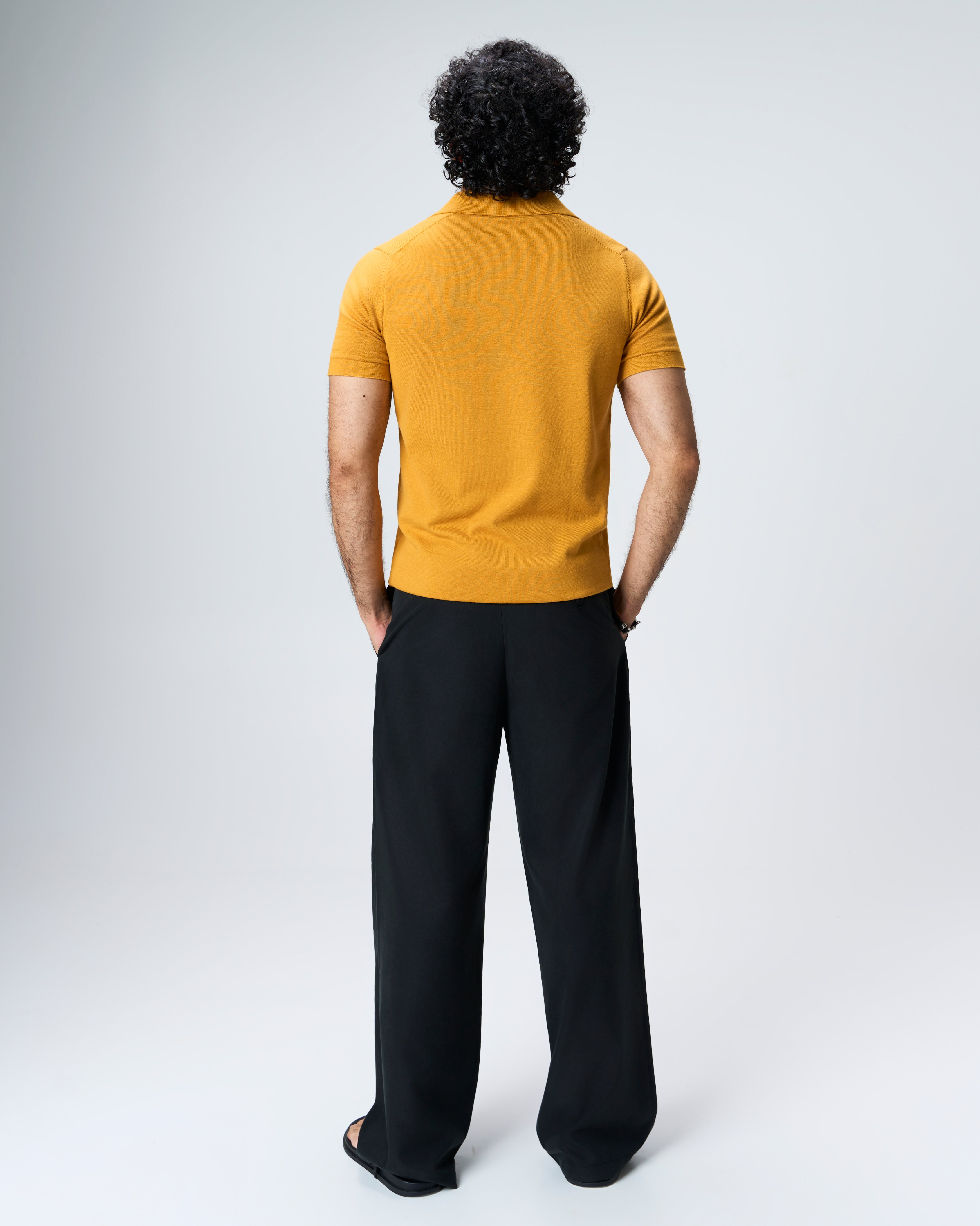 Mustard Piqué U-Polo - 100% Cotton - II