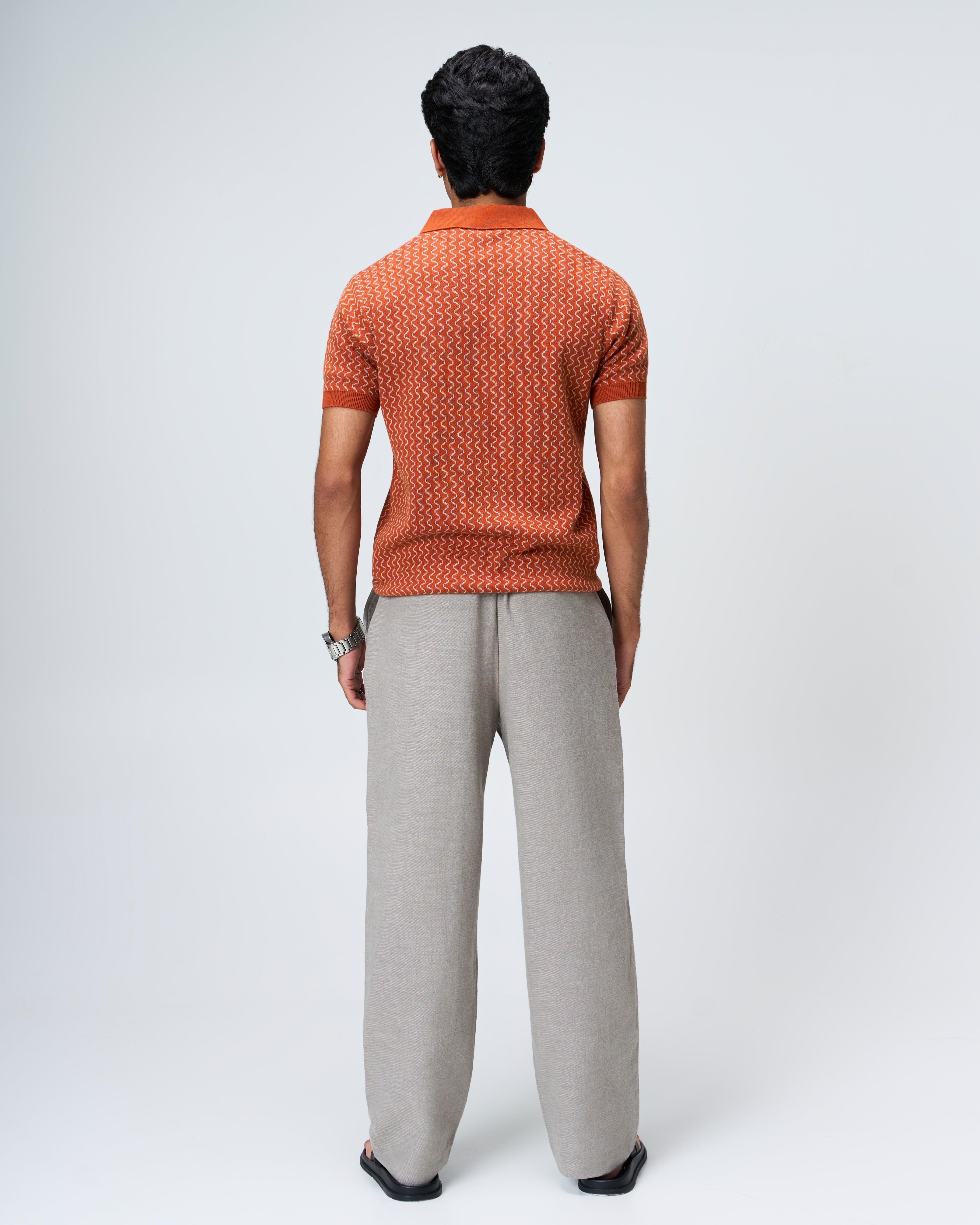Burnt Ochre Waveline Z-Polo - 100% Cotton - II