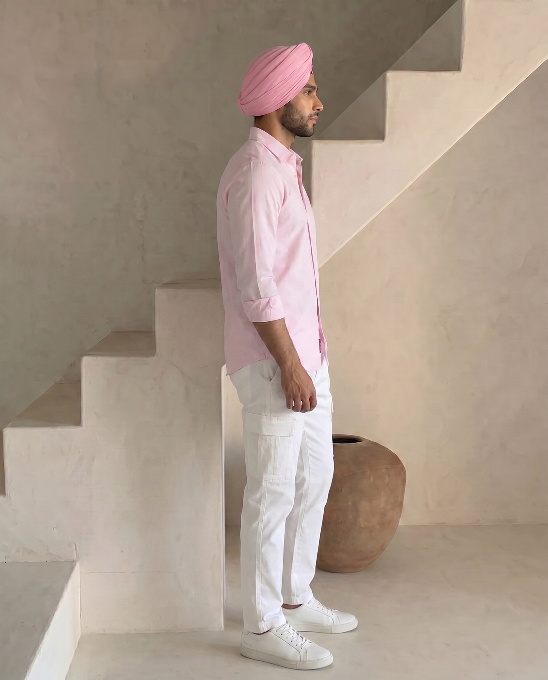 Light Pink 100% Cotton Oxford Chambray Shirt