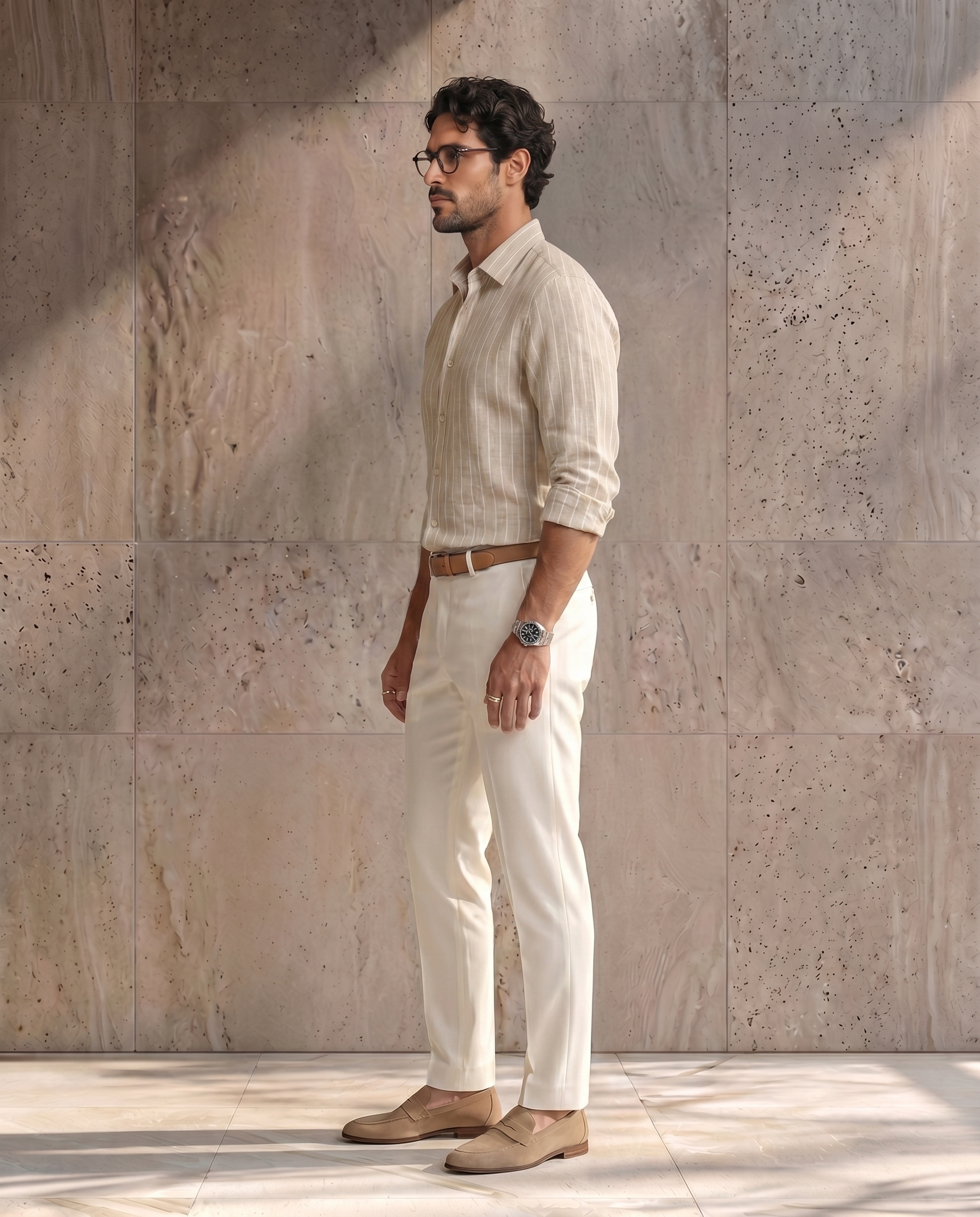 Natural Linen Blend Striped Shirt