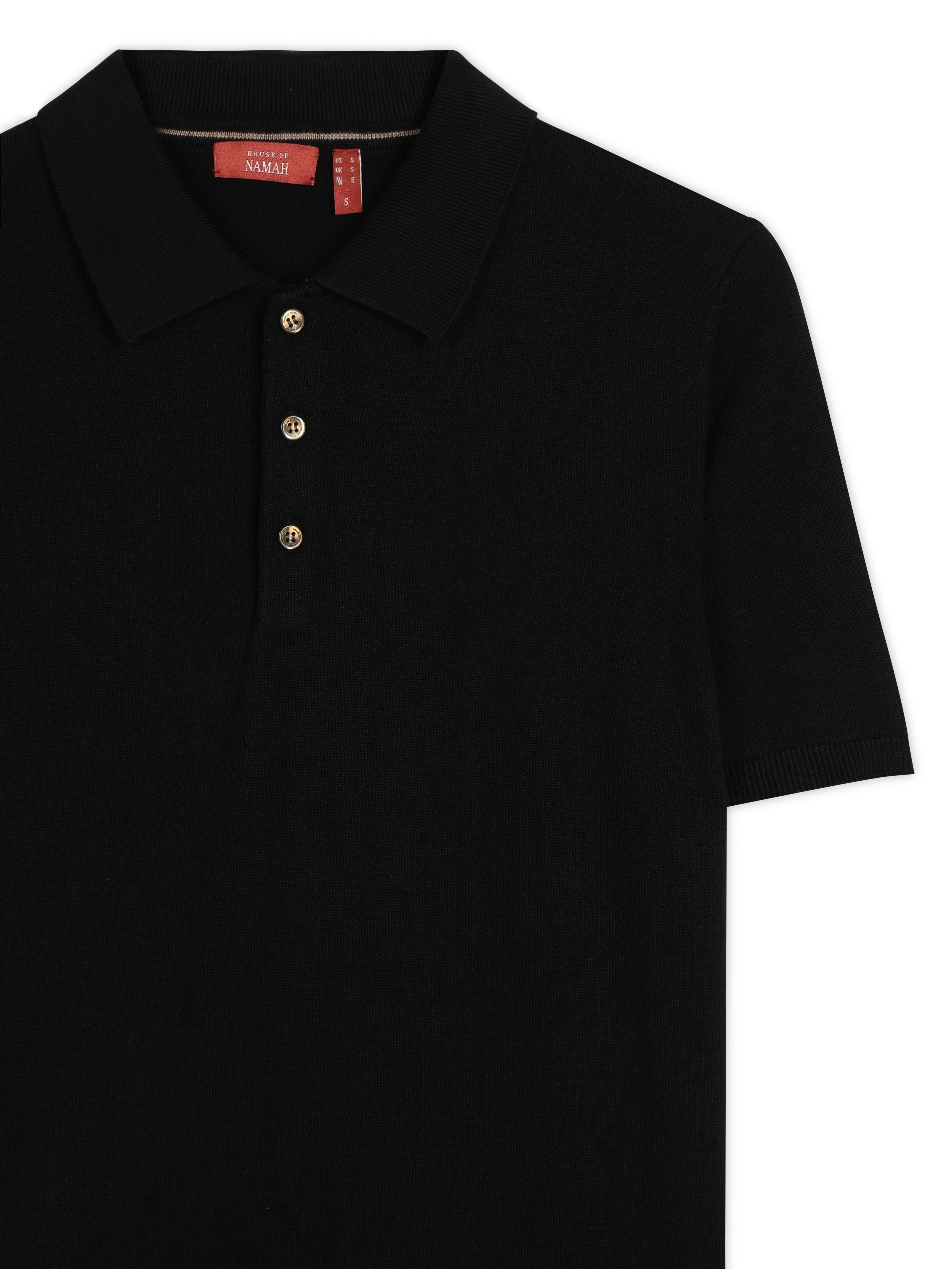 INK BLACK COTTON-BAMBOO SIGNATURE POLO T-SHIRT
