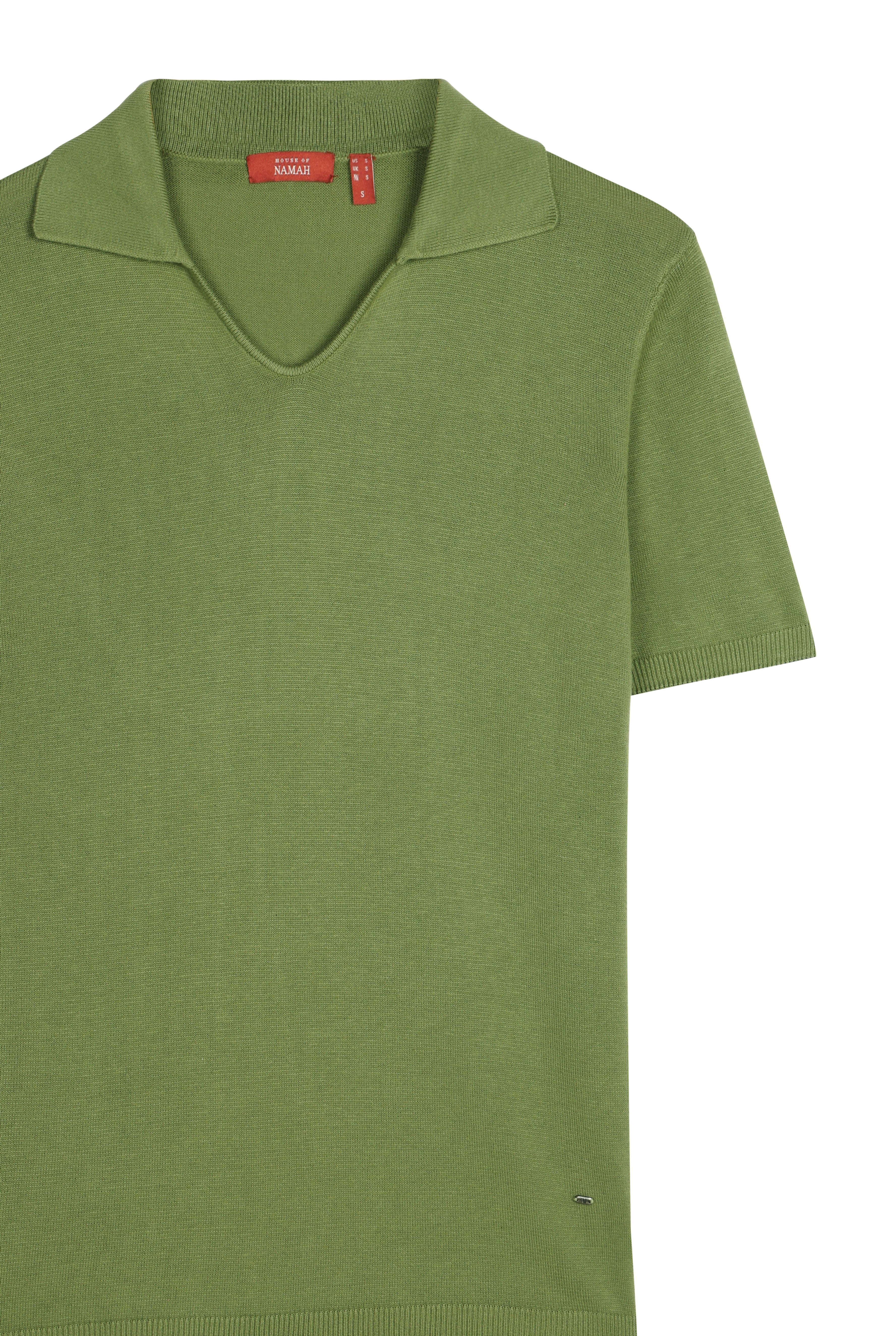 GRASS GREEN COTTON-BAMBOO U-NECK POLO T-SHIRT