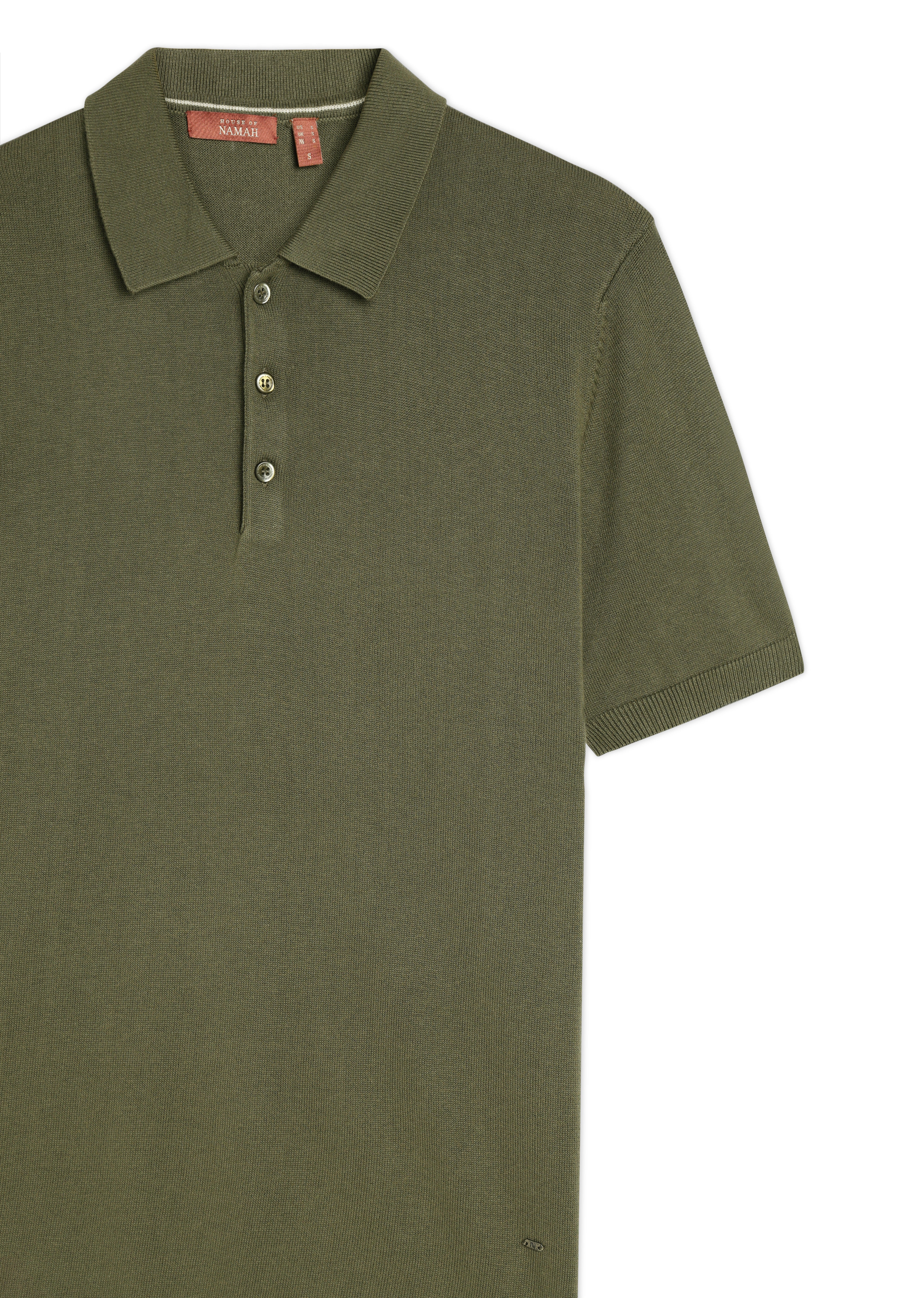 KHAKI GREEN COTTON-BAMBOO SIGNATURE POLO T-SHIRT