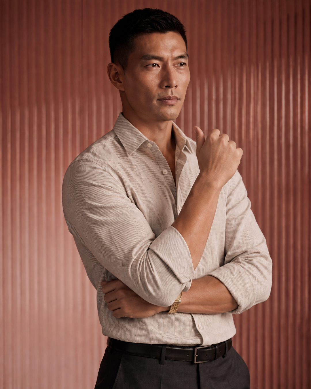 Natural Linen Blend Pinstripe Shirt