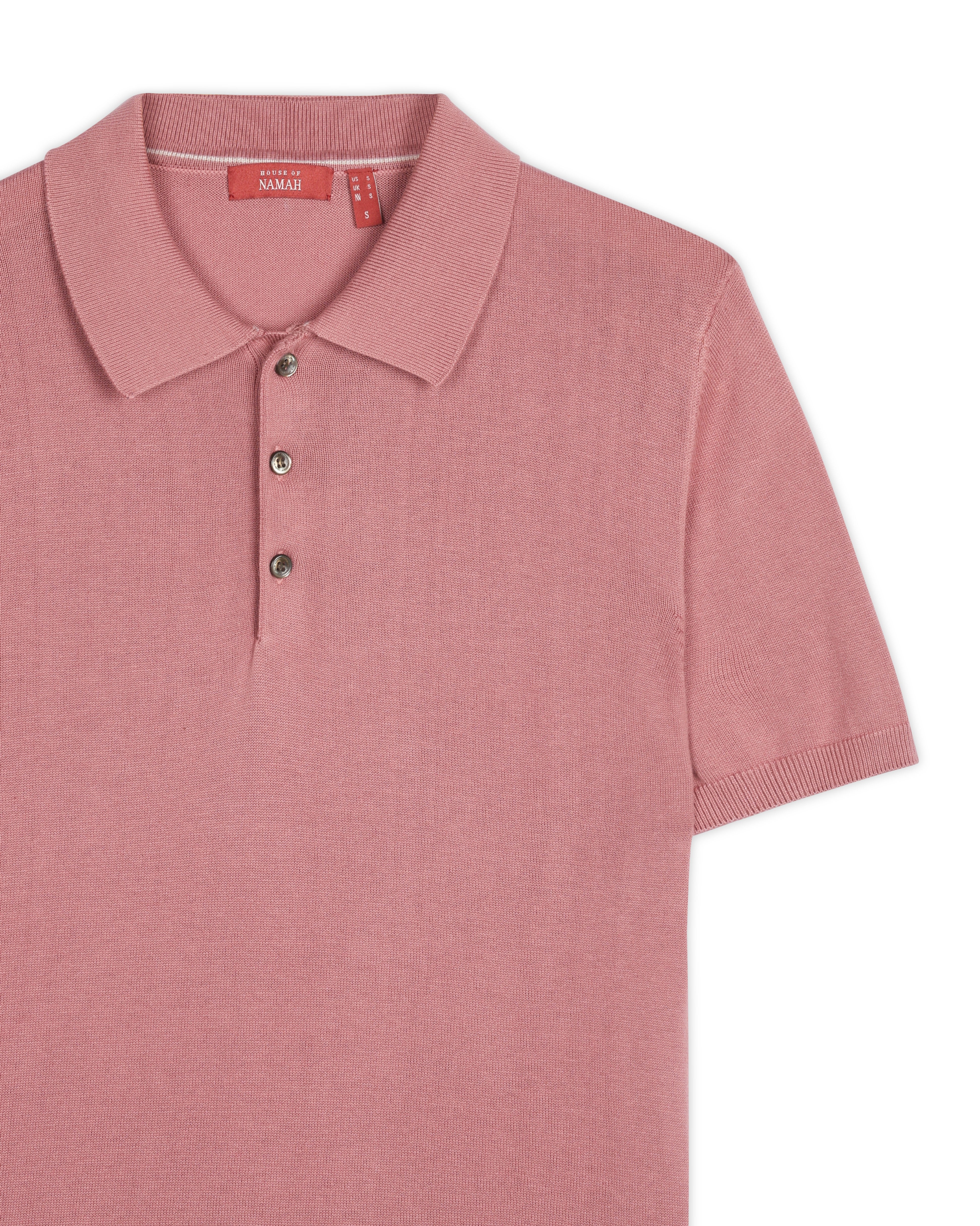 CLAY PINK COTTON-BAMBOO SIGNATURE POLO T-SHIRT