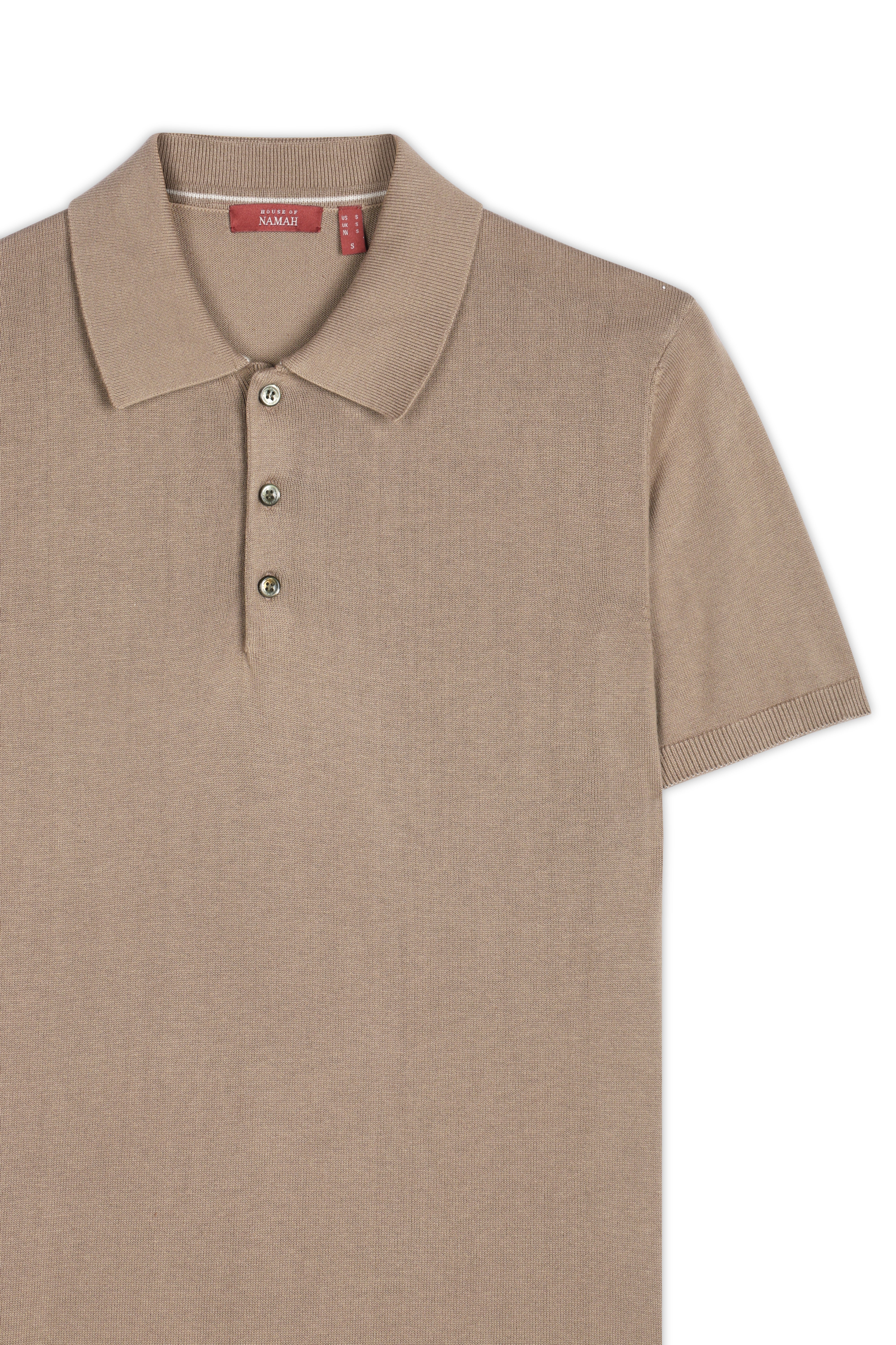 WARM TAN COTTON-BAMBOO SIGNATURE POLO T-SHIRT