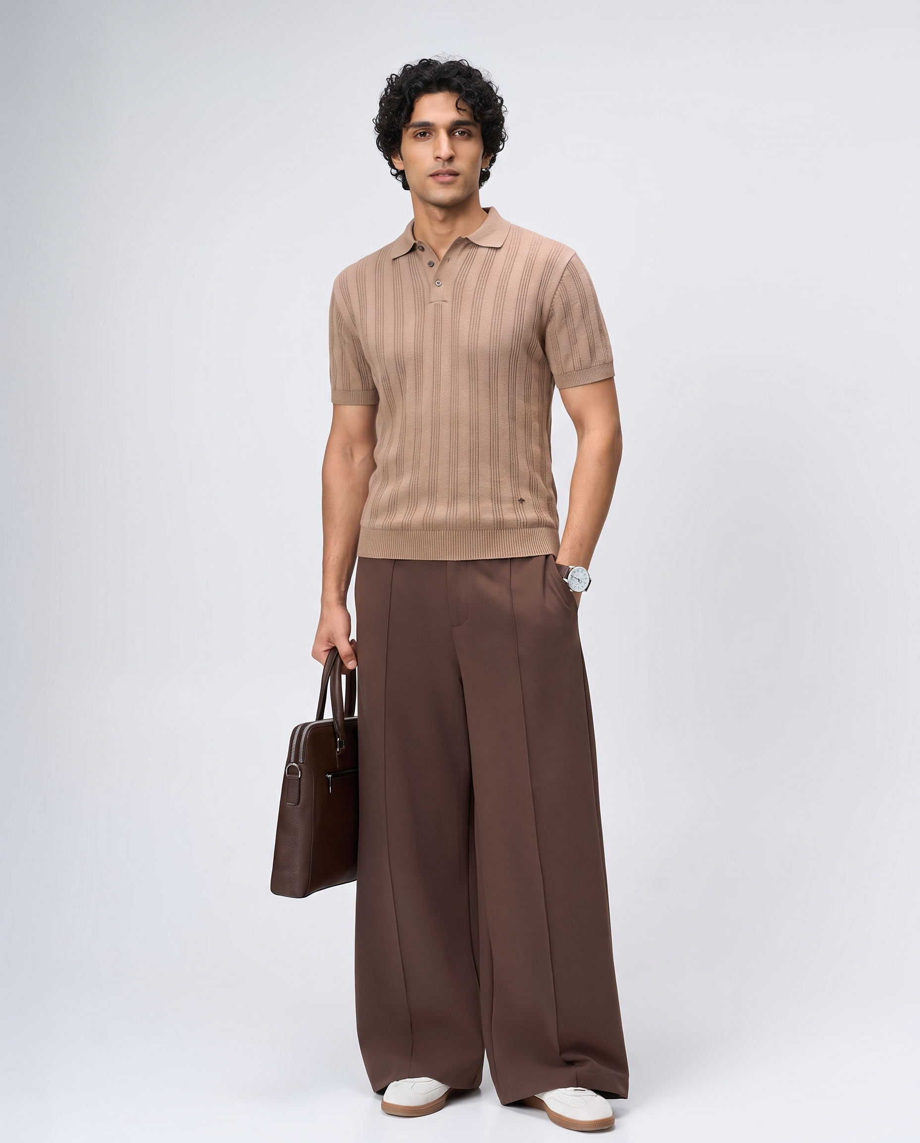 Warm Tan Linear B-Polo