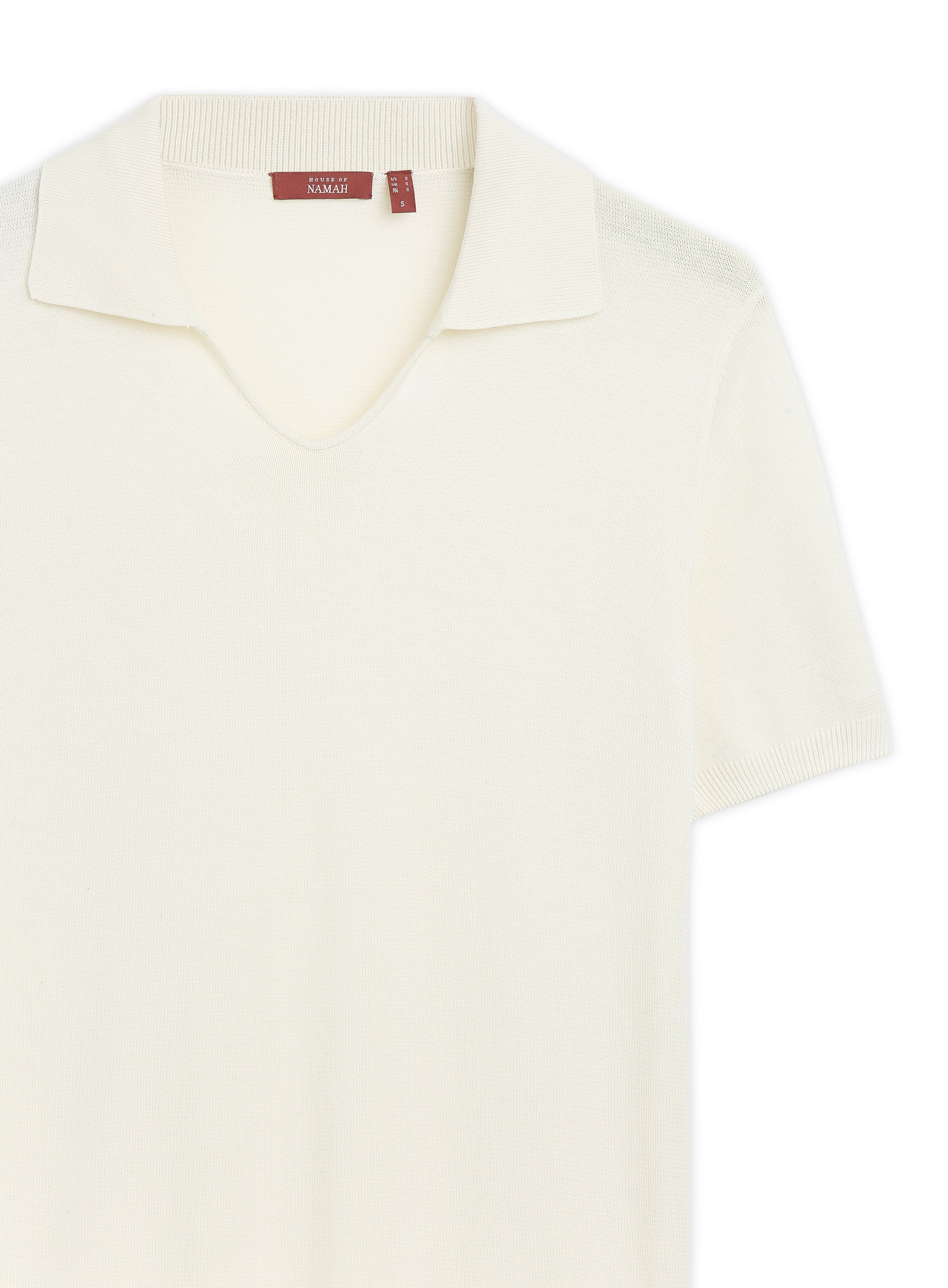 Soft White Cotton-Bamboo U-Neck Polo