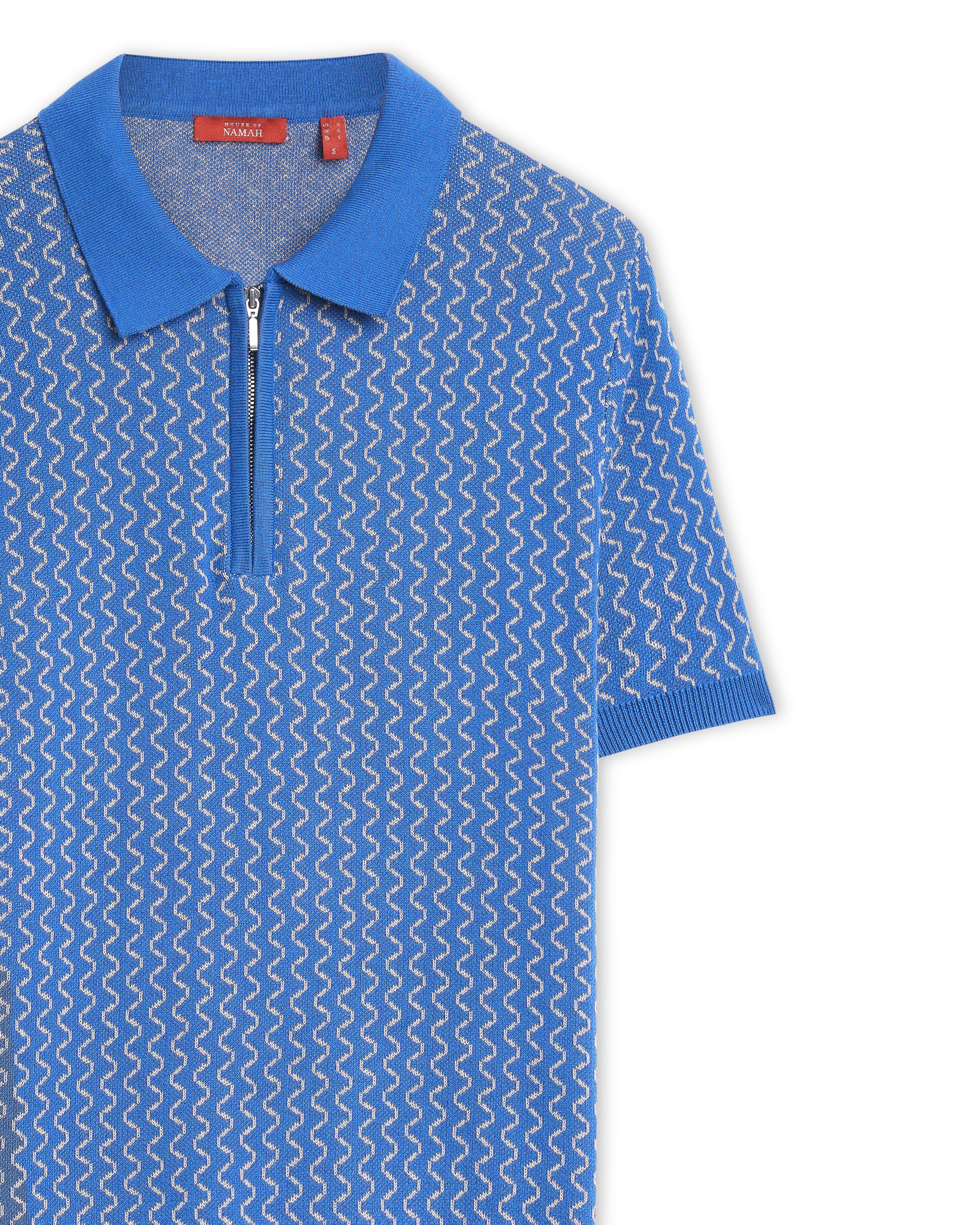 Denim Blue Waveline Z-Polo - 100% Cotton - II