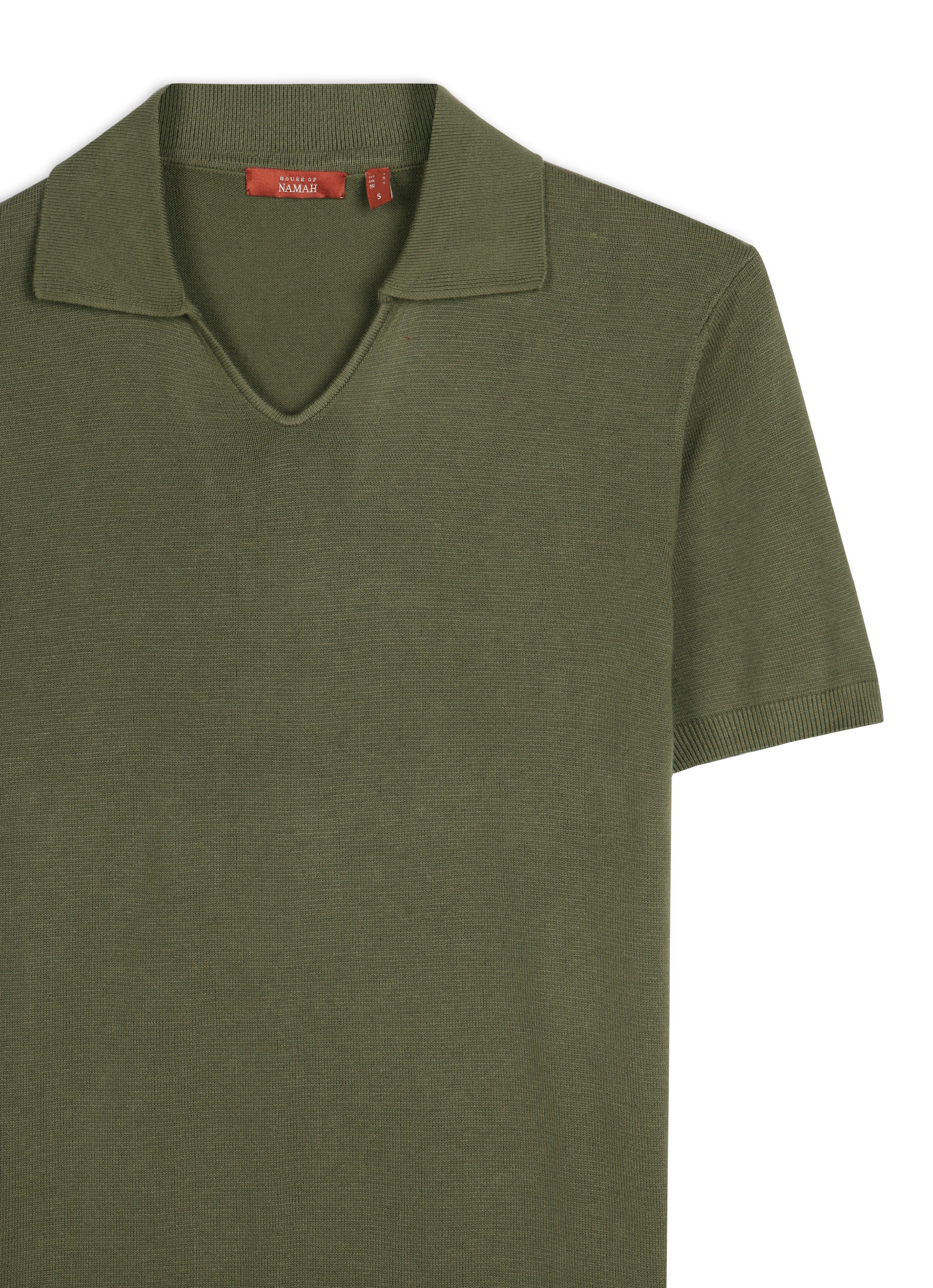 KHAKI GREEN COTTON-BAMBOO U-NECK POLO T-SHIRT