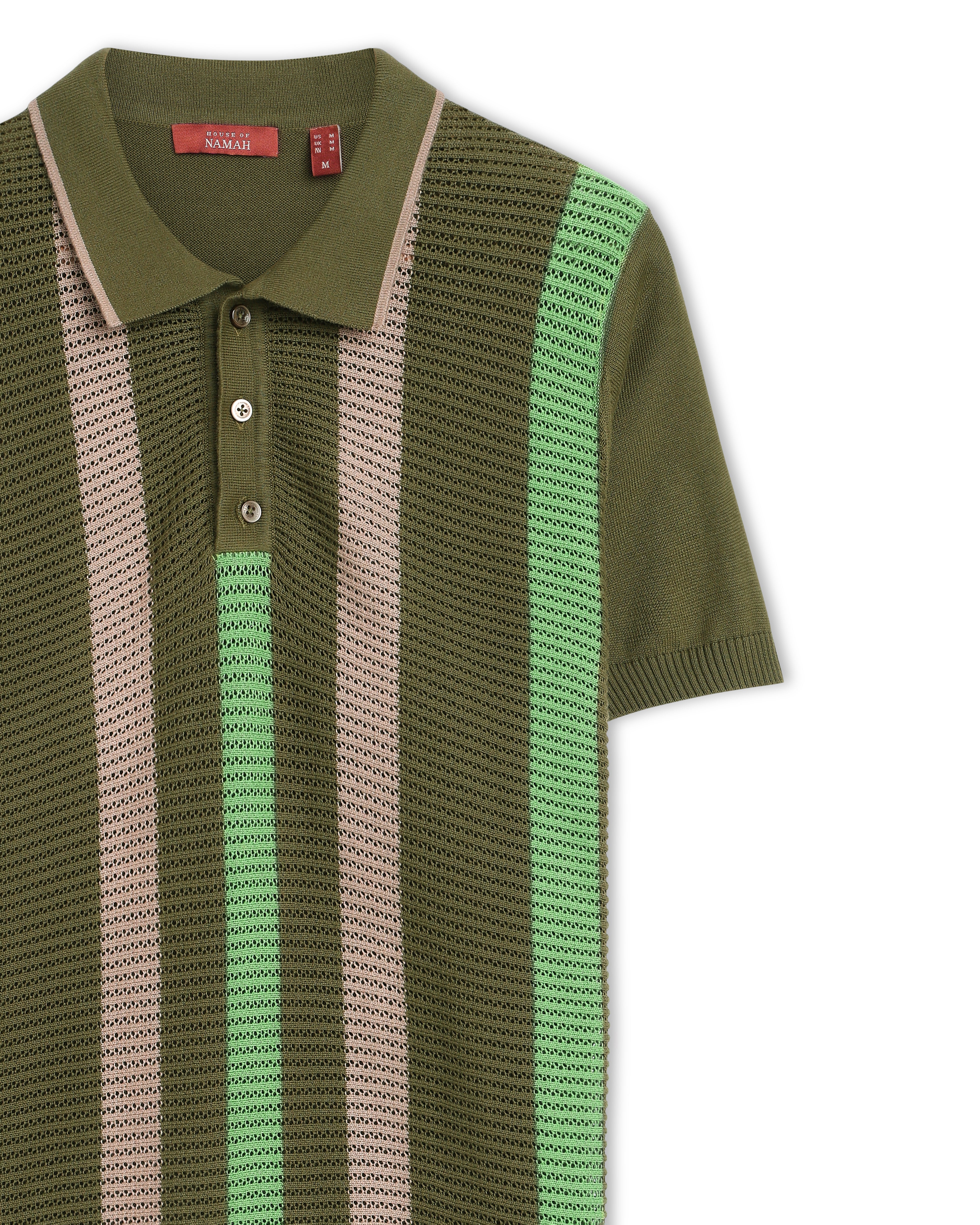 Khaki Green Pixel Stripe B-Polo - 100% Cotton - II