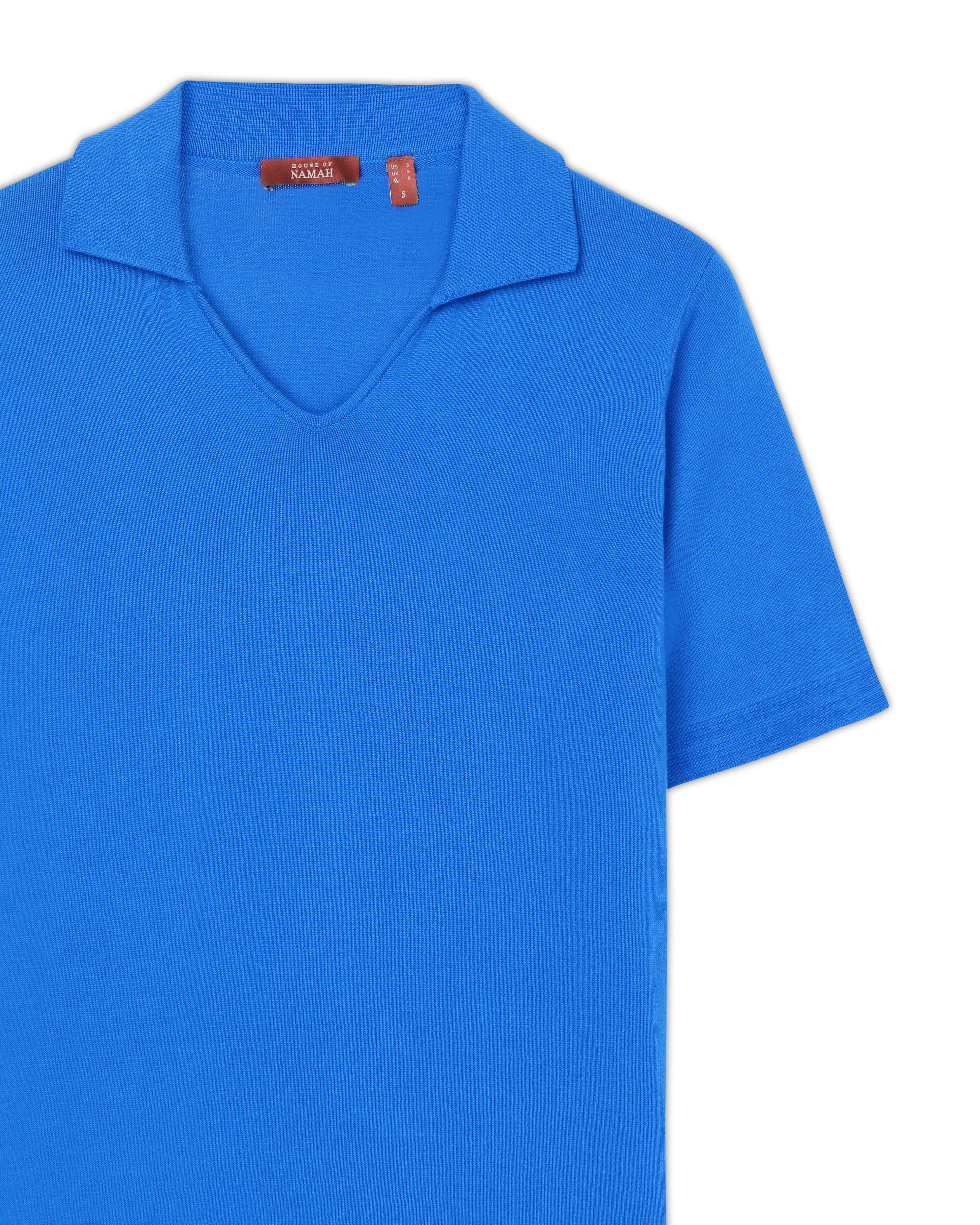 Electric Blue Piqué U-Polo - 100% Cotton - II