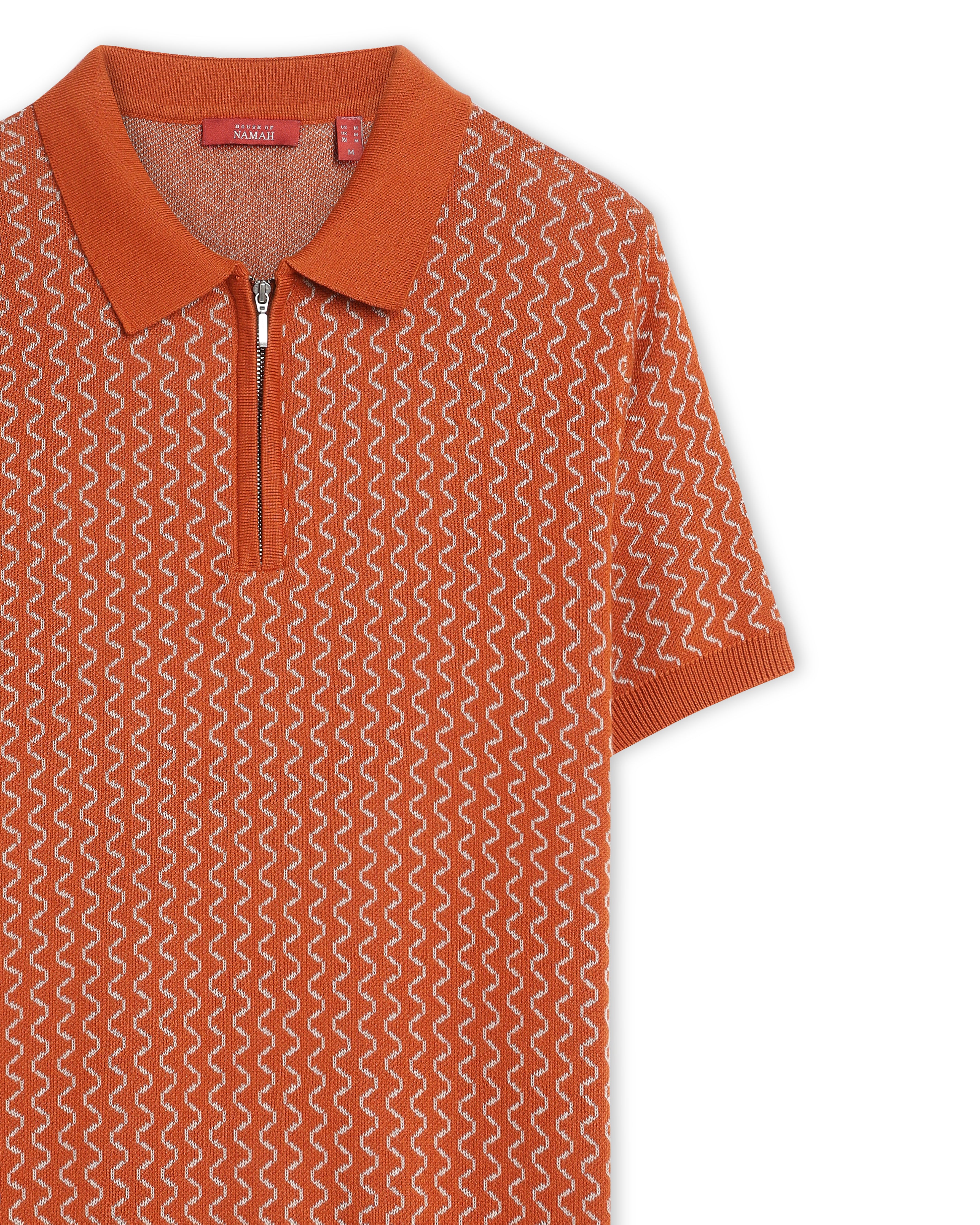 Burnt Ochre Waveline Z-Polo - 100% Cotton - II
