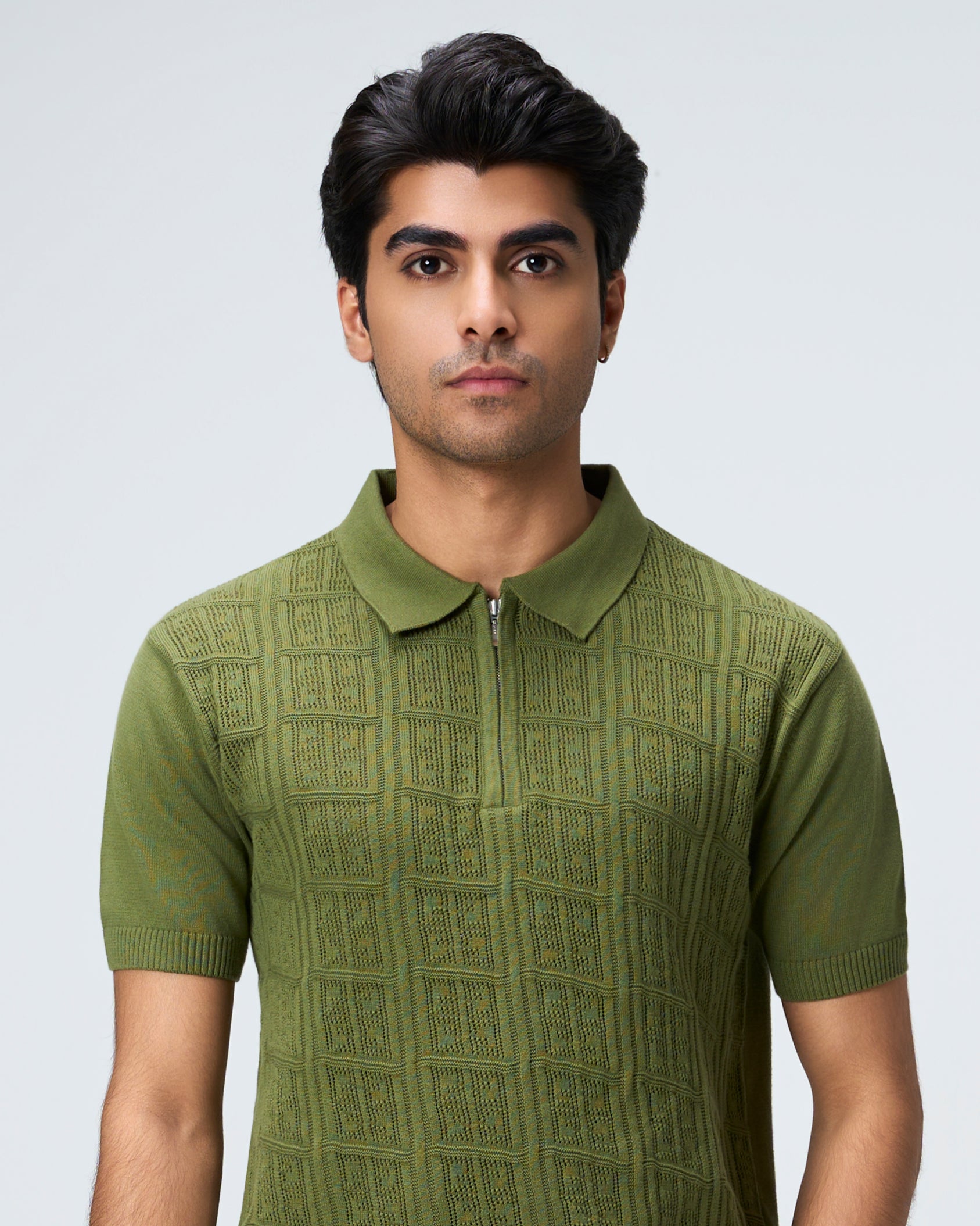Sage Green Martix Z-Polo - 100% Cotton - II