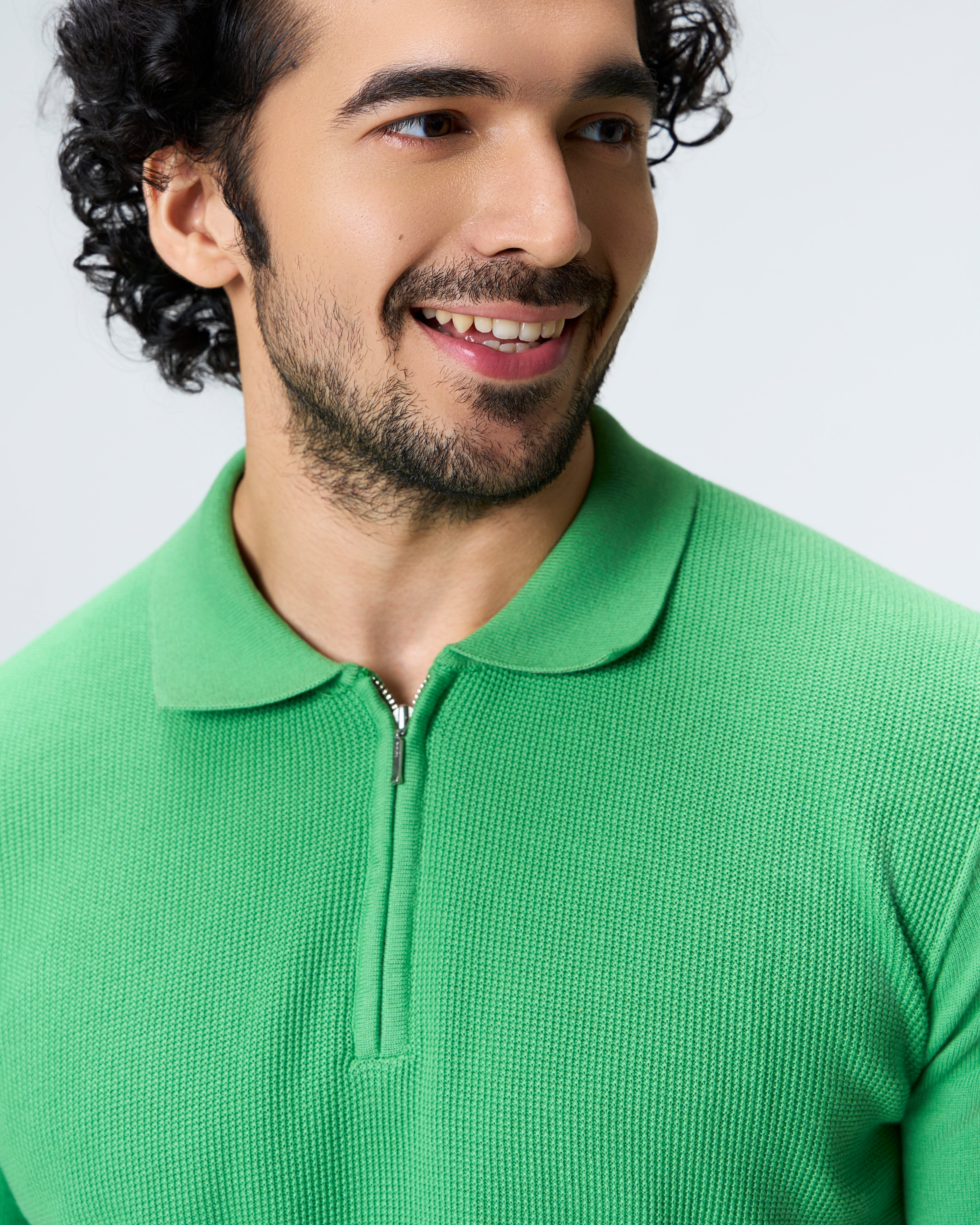 Grass Green Honeycomb Z-Polo - 100% Cotton - II